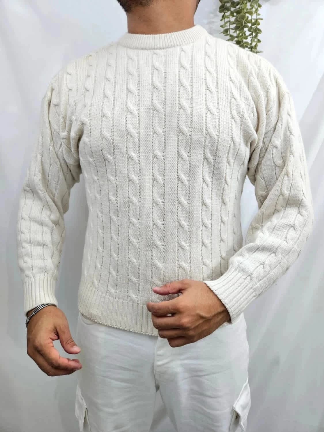Pull blanc torsadé Status taille XL - Photo 1/5