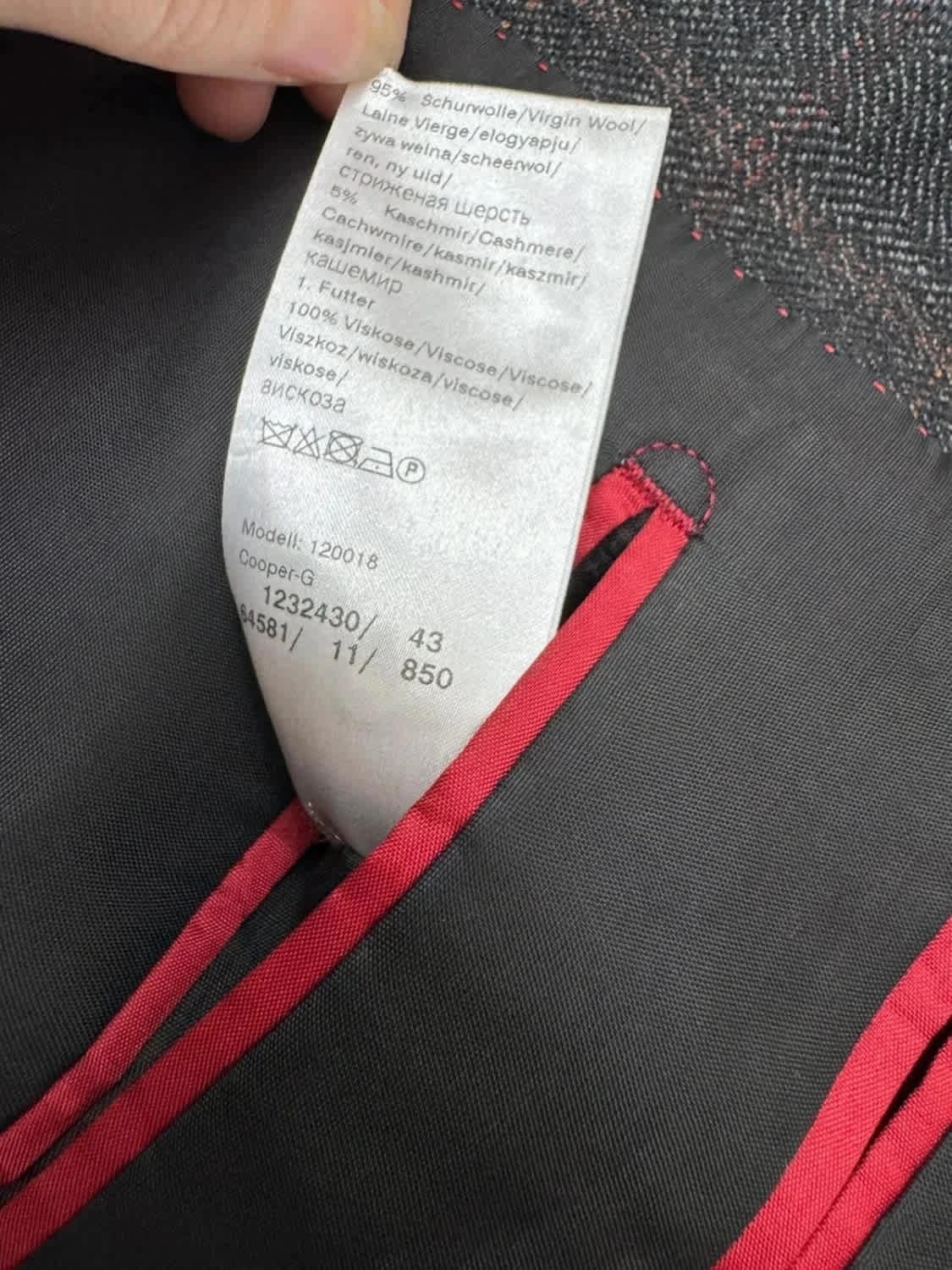 Blazer en laine vierge et cachemire Digel gris à carreaux taille L - Photo 7/10