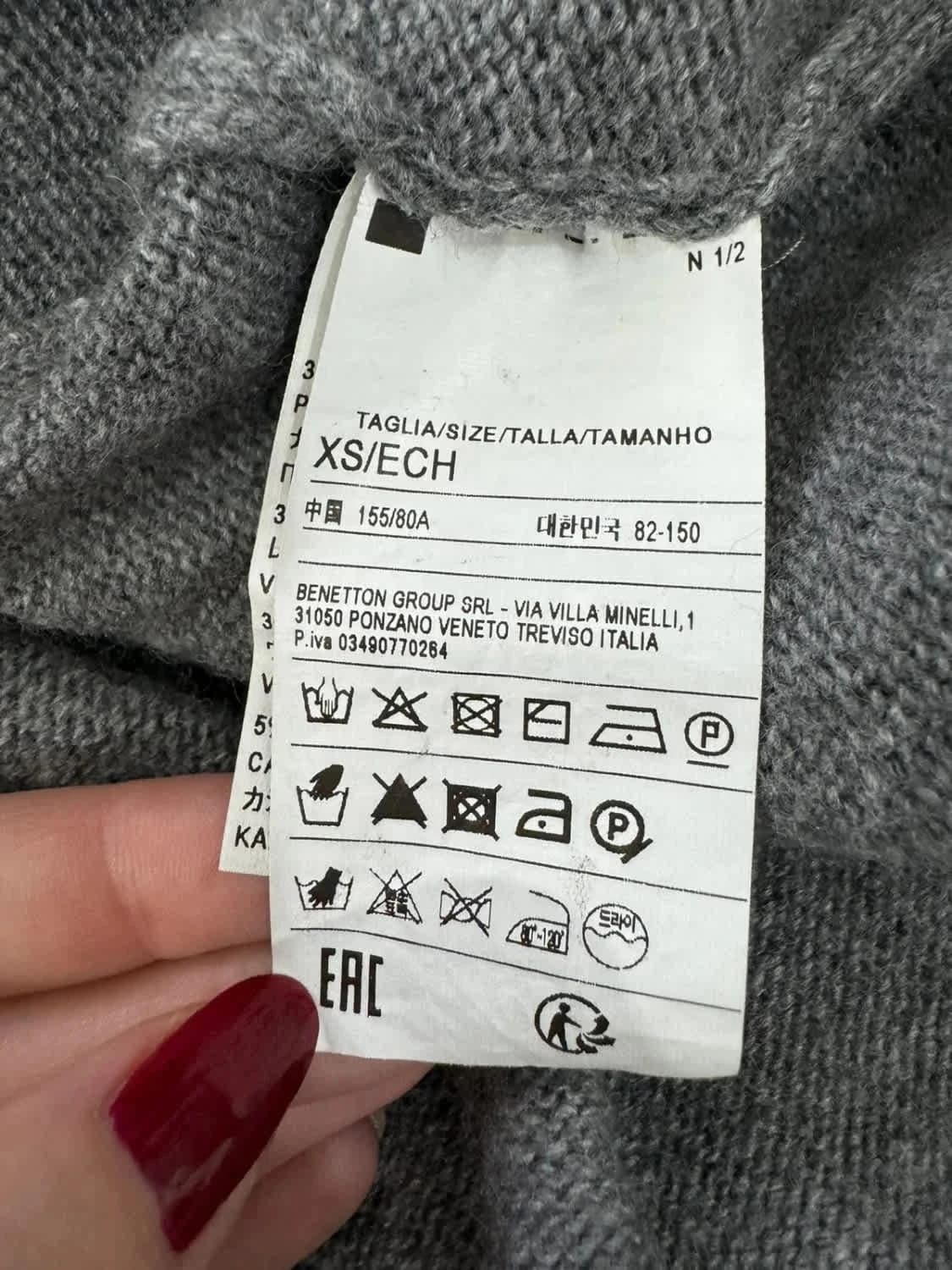 Pull gris chiné cachemire Sisley taille XS - Photo 4/7