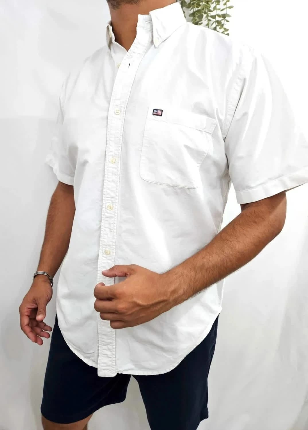 Chemise blanche manches courtes Ralph Lauren Jeans Co USA 100% coton taille M - Photo 1/9