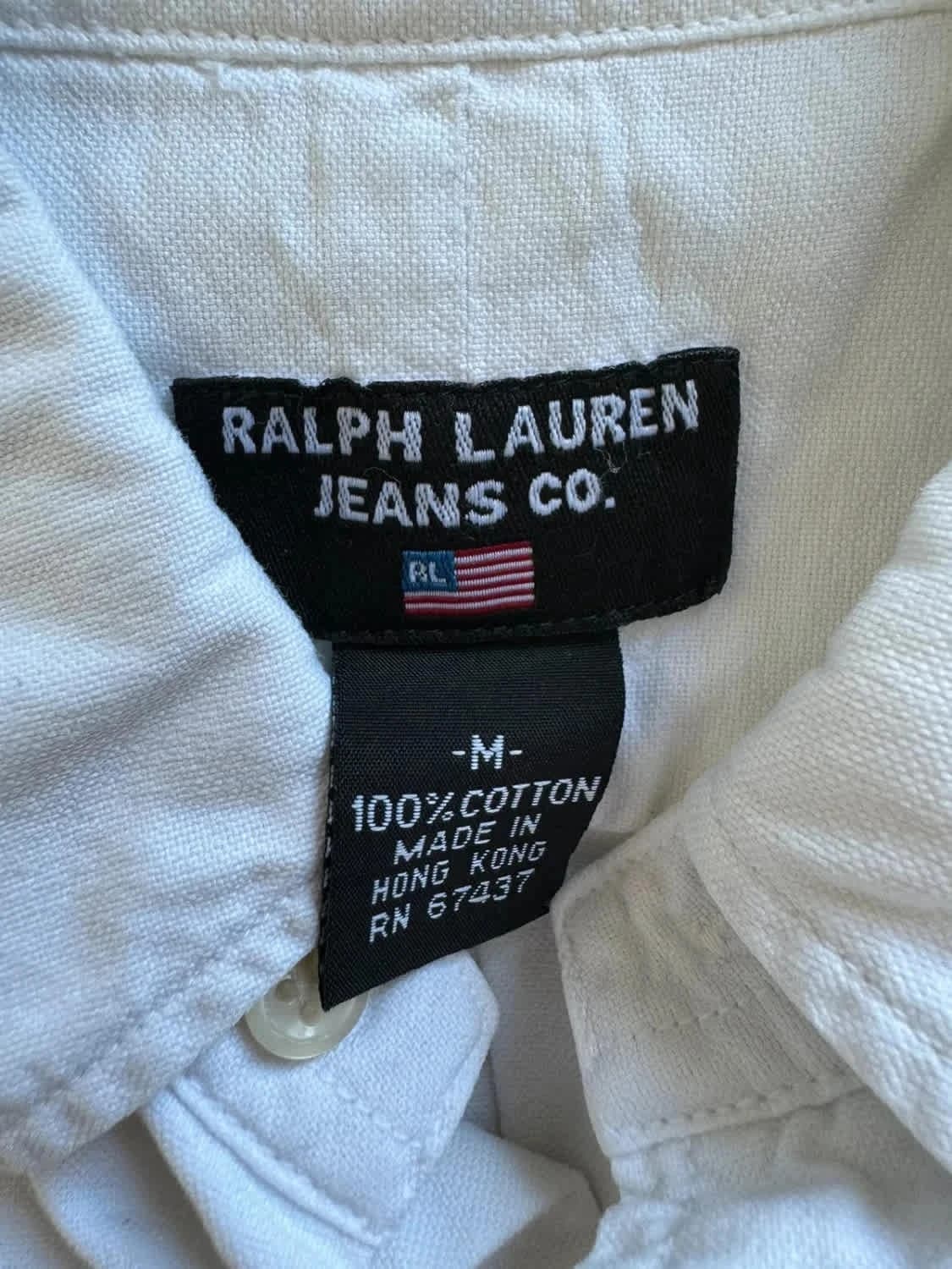 Chemise blanche manches courtes Ralph Lauren Jeans Co USA 100% coton taille M - Photo 7/9