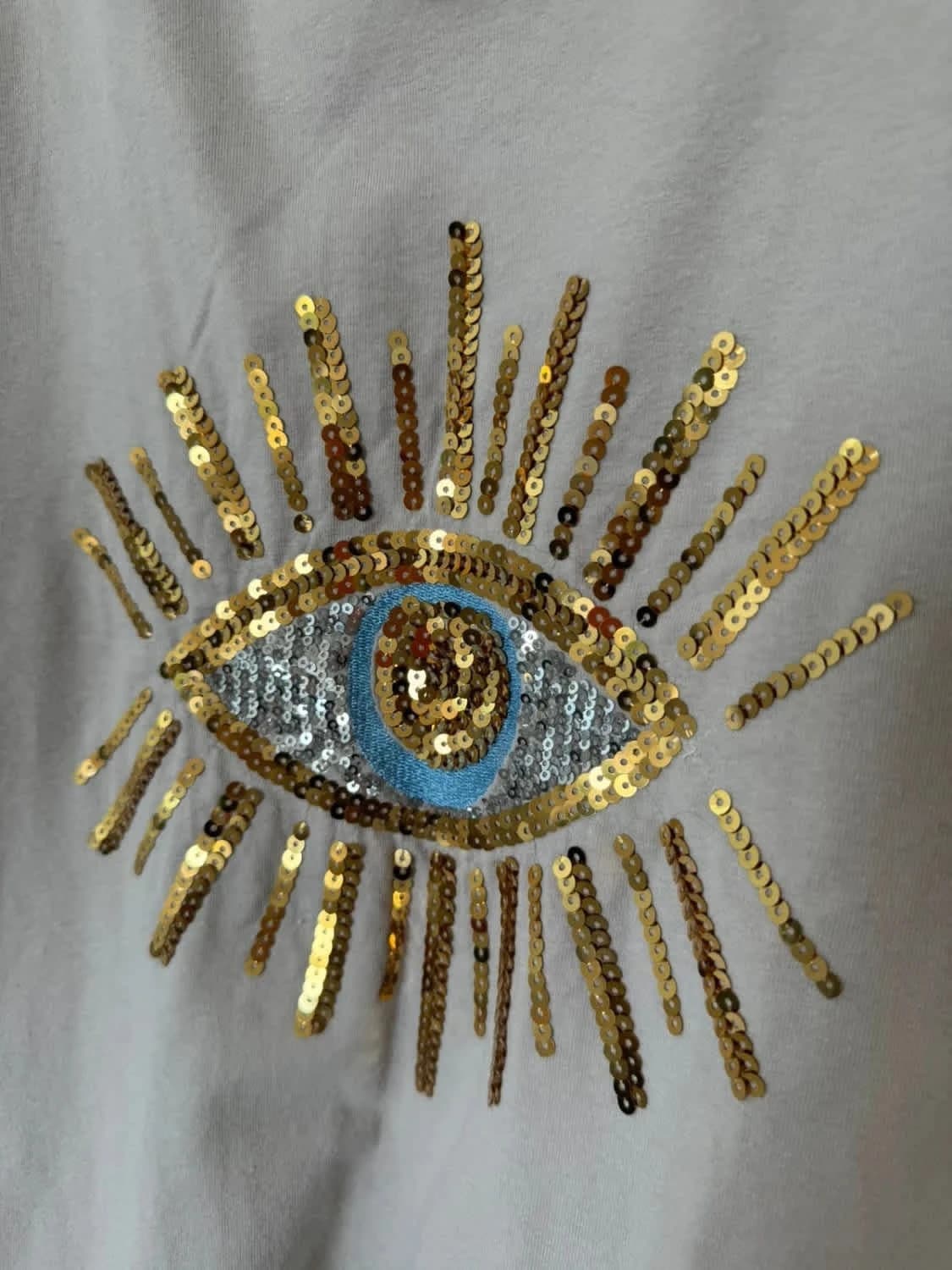 Tee-shirt manches longues crème oeil en sequins - Photo 5/8