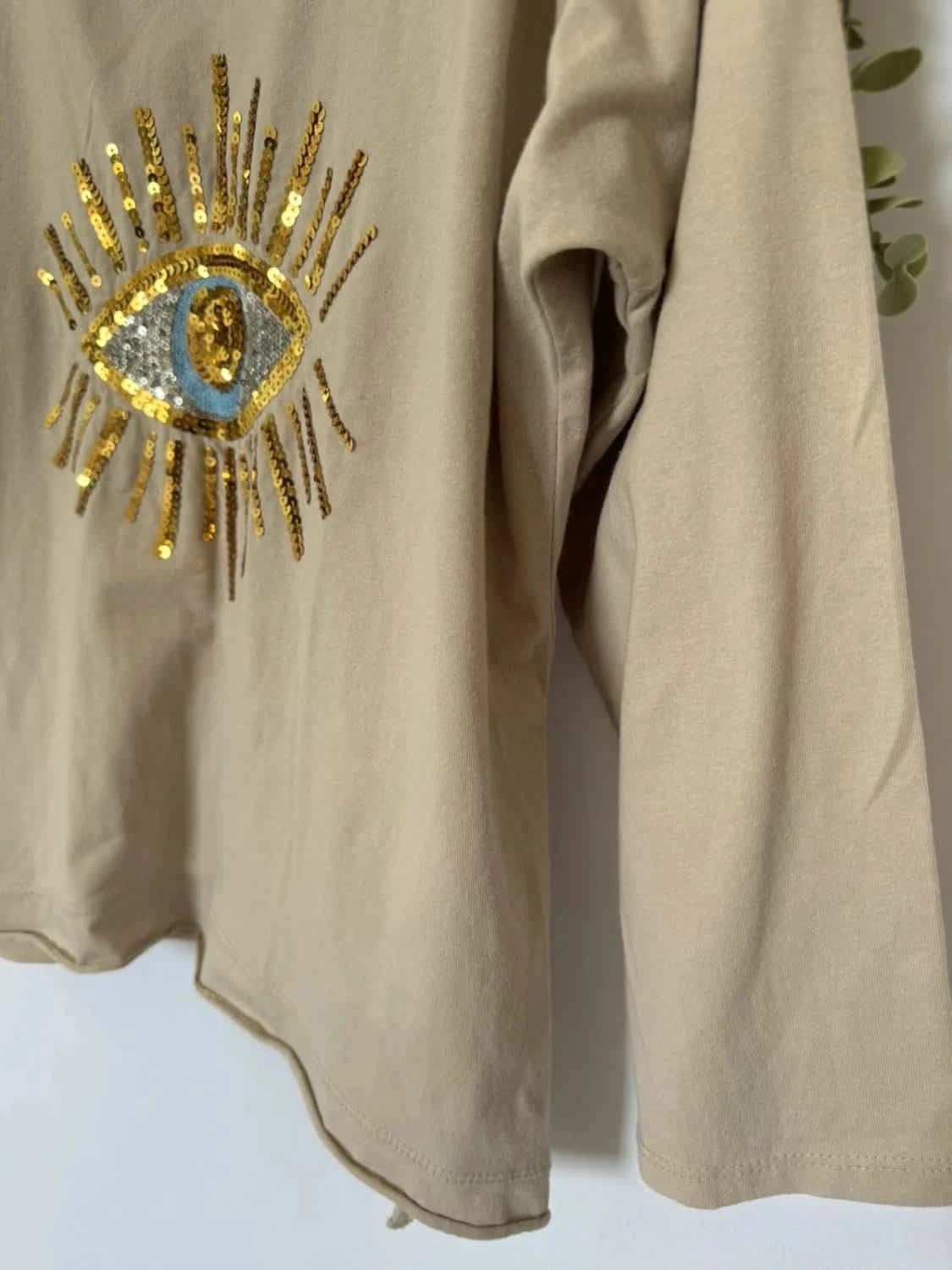 Tee-shirt manches longues crème oeil en sequins - Photo 6/8
