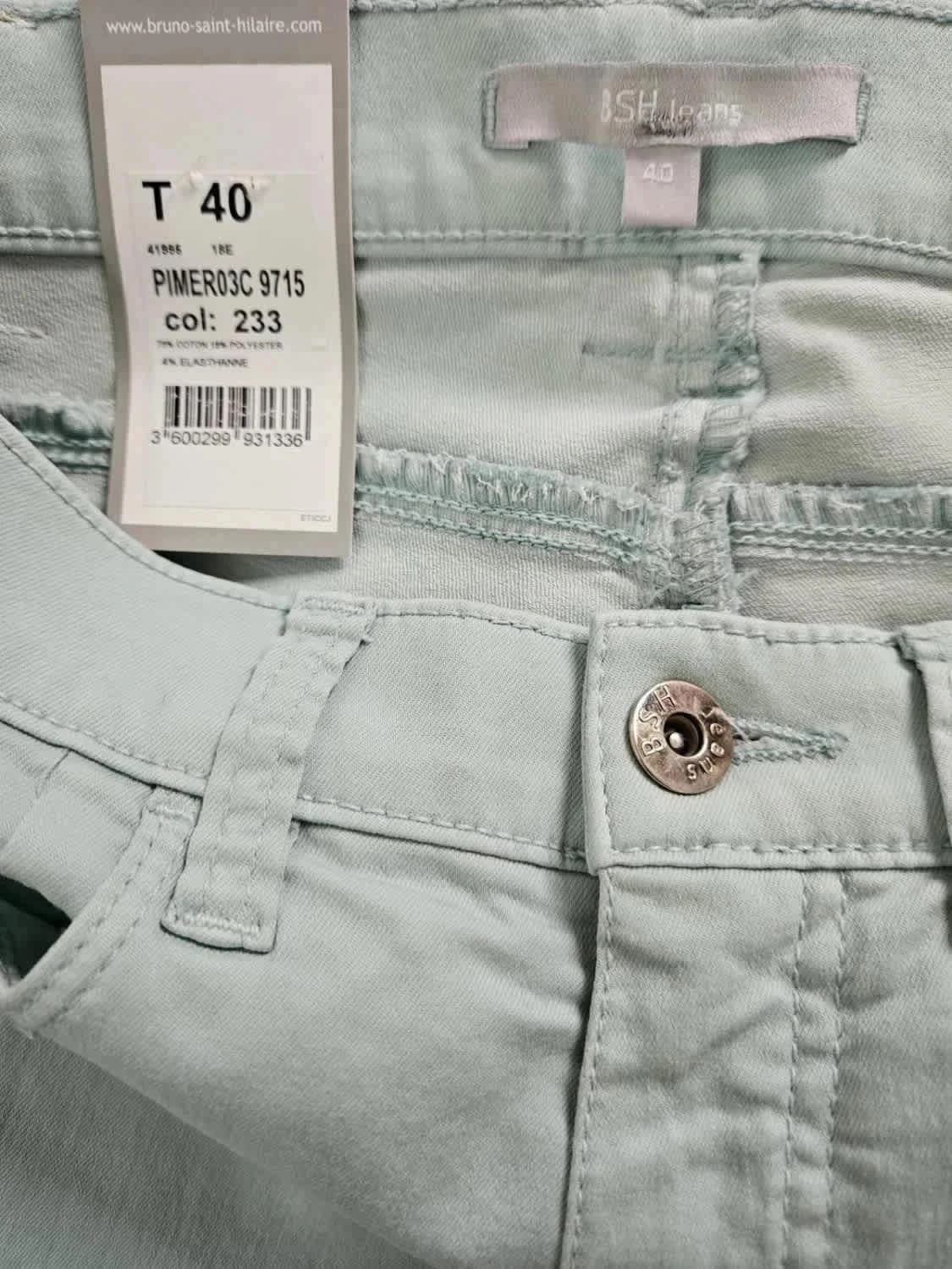 Pantalon stretch vert menthe femme Bruno Saint Hilaire taille 40 - Photo 7/9