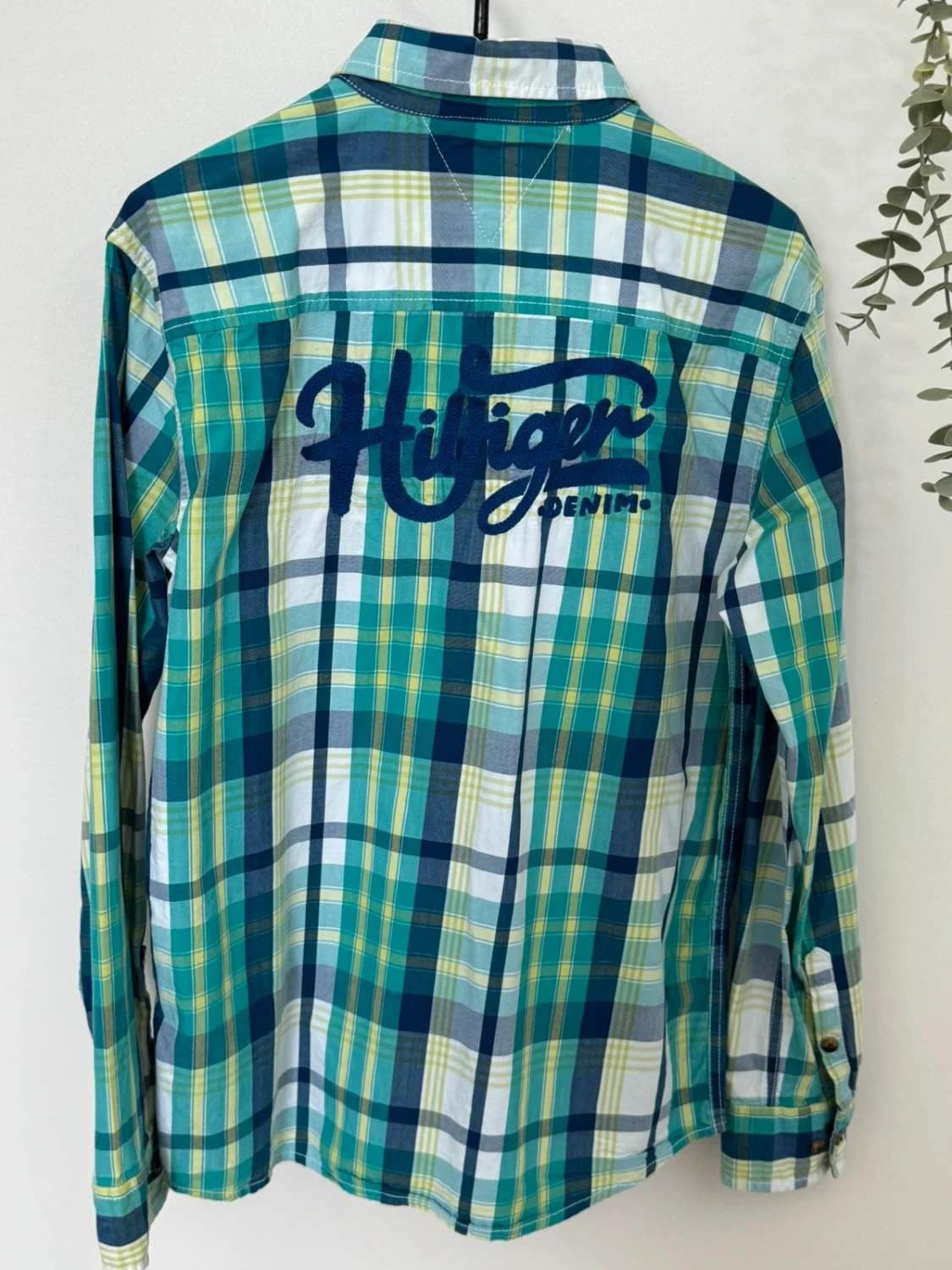 Chemise carreaux coton Tommy Hilfiger Denim vert bleu taille S - FP260142 - Photo 8/9