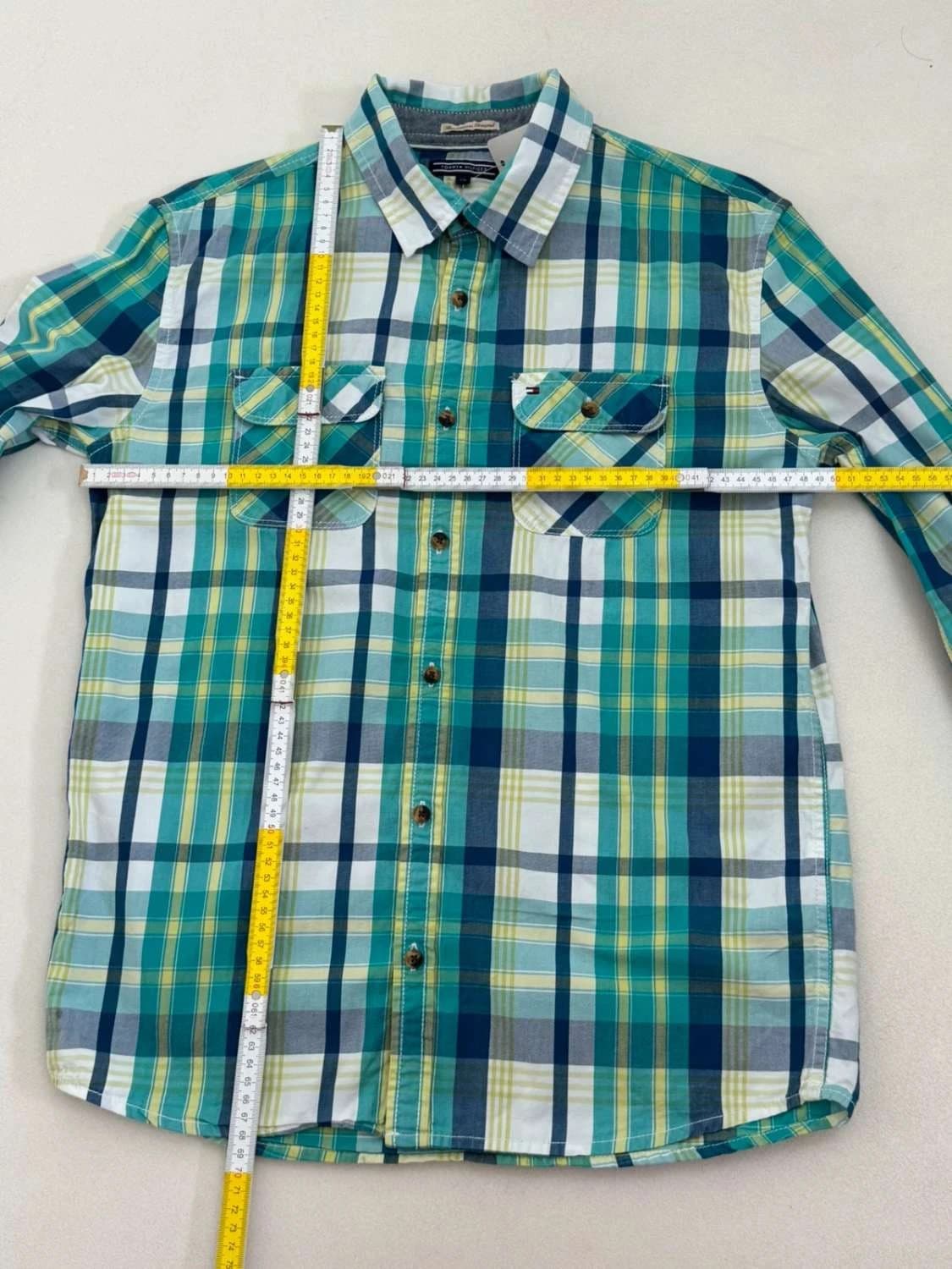 Chemise carreaux coton Tommy Hilfiger Denim vert bleu taille S - FP260142 - Photo 9/9