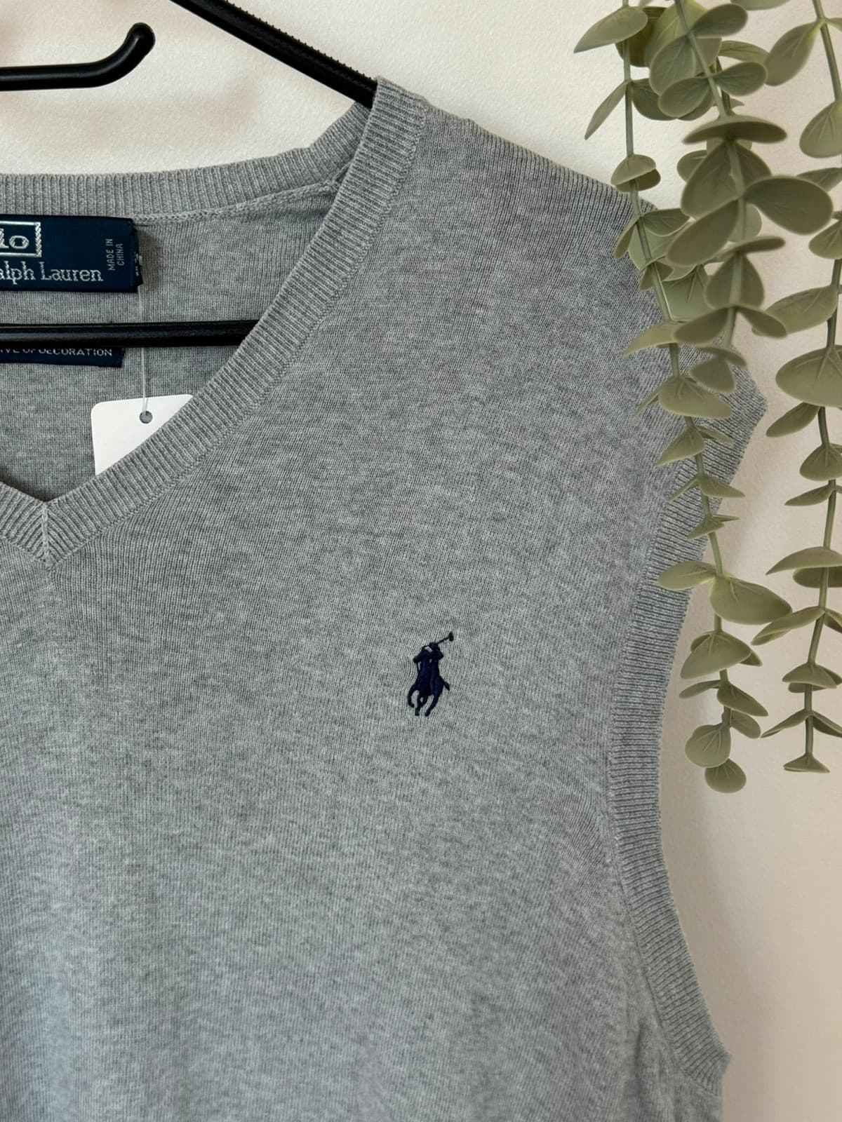 Pull sans manches Polo Ralph Lauren gris chiné logo bleu marine taille M - PP2603272 - Photo 3/7
