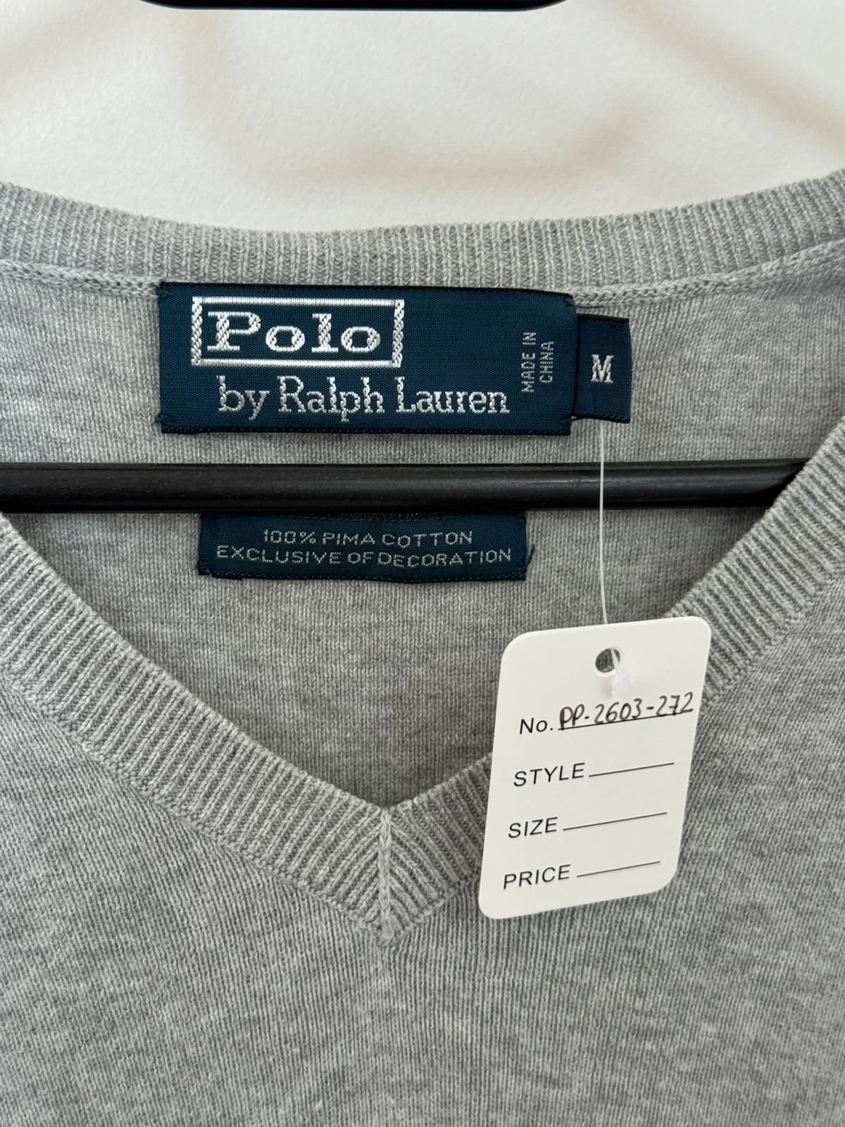 Pull sans manches Polo Ralph Lauren gris chiné logo bleu marine taille M - PP2603272 - Photo 5/7