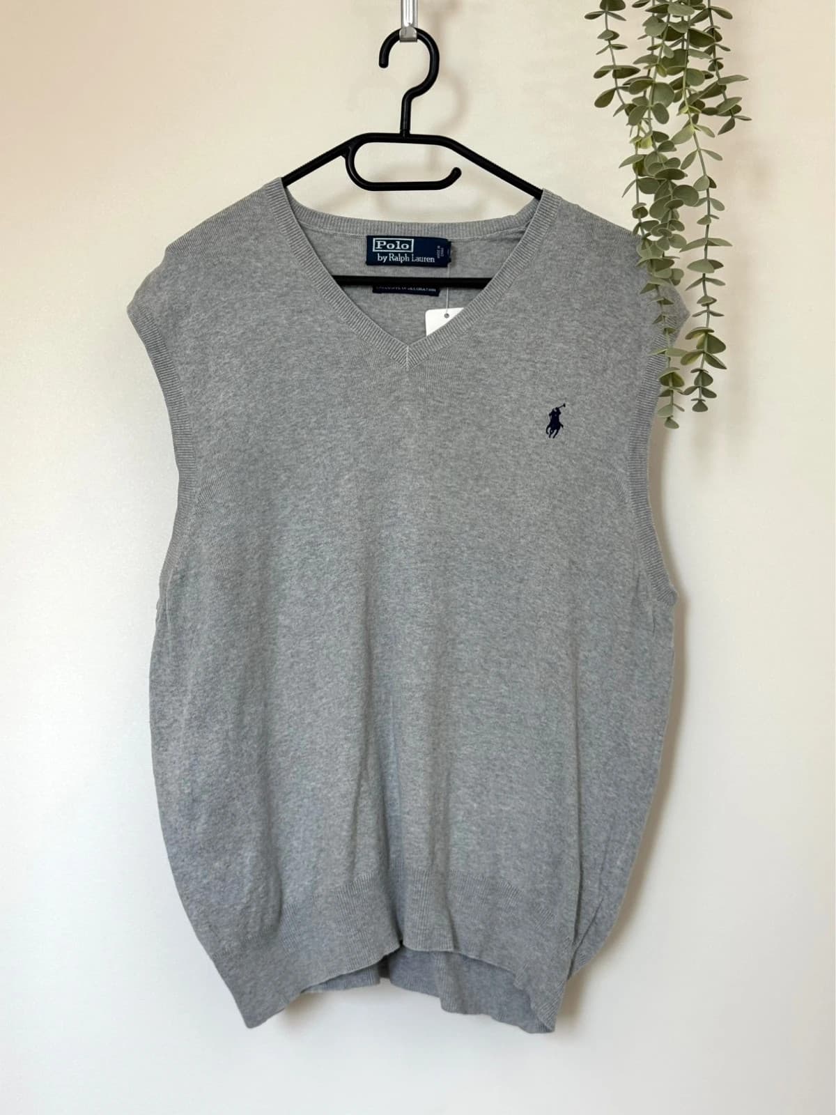 Pull sans manches Polo Ralph Lauren gris chiné logo bleu marine taille M - PP2603272 - Photo 2/7