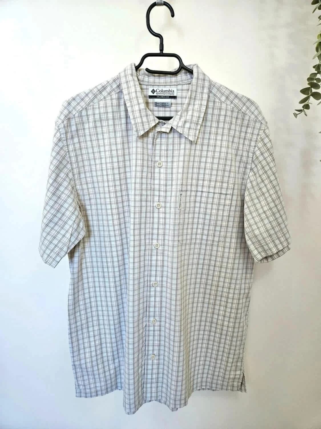 Chemise manches courtes Columbia à carreaux beige taille M - Photo 2/6