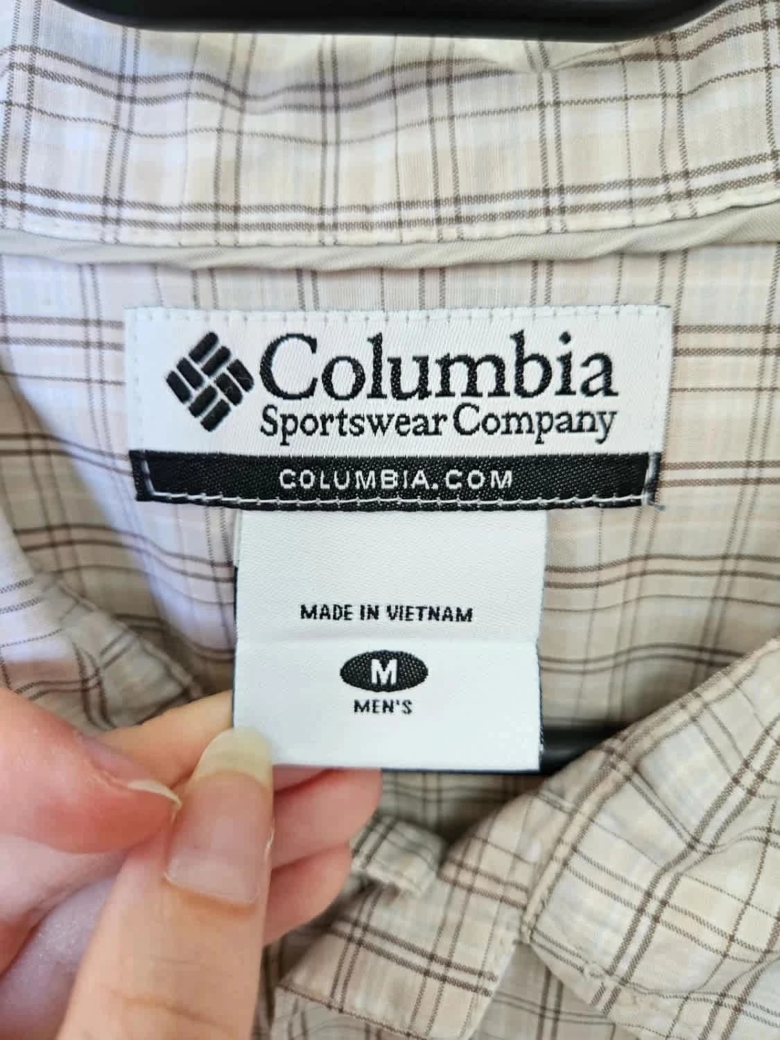 Chemise manches courtes Columbia à carreaux beige taille M - Photo 3/6