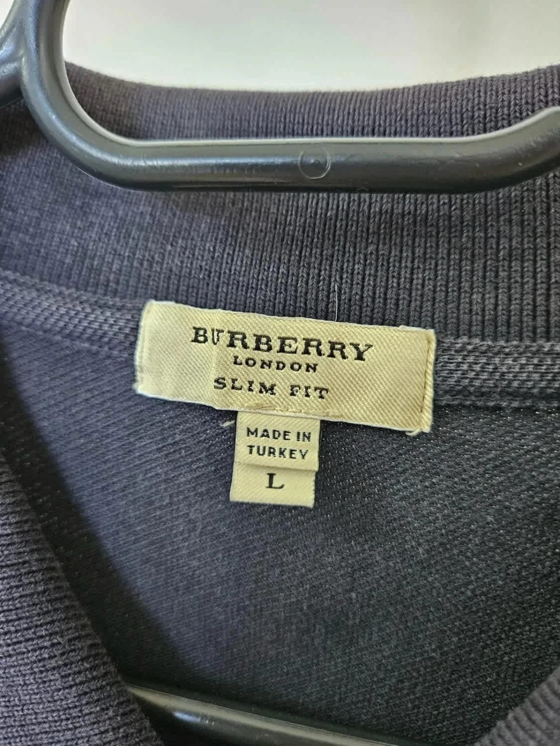 Polo Burberry London slim fit noir motif nova Check logo brodé taille L - Photo 5/9