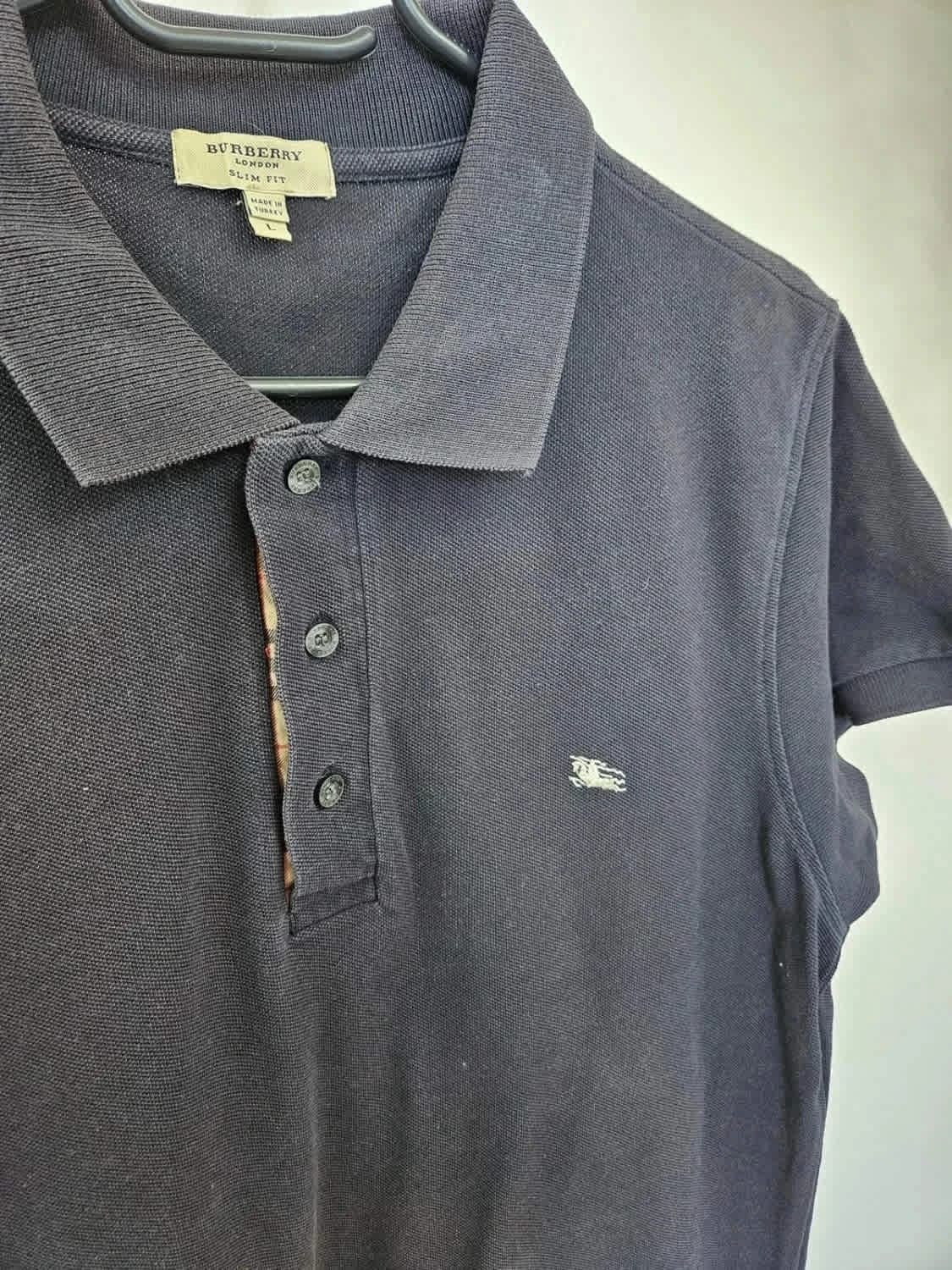 Polo Burberry London slim fit noir motif nova Check logo brodé taille L - Photo 8/9