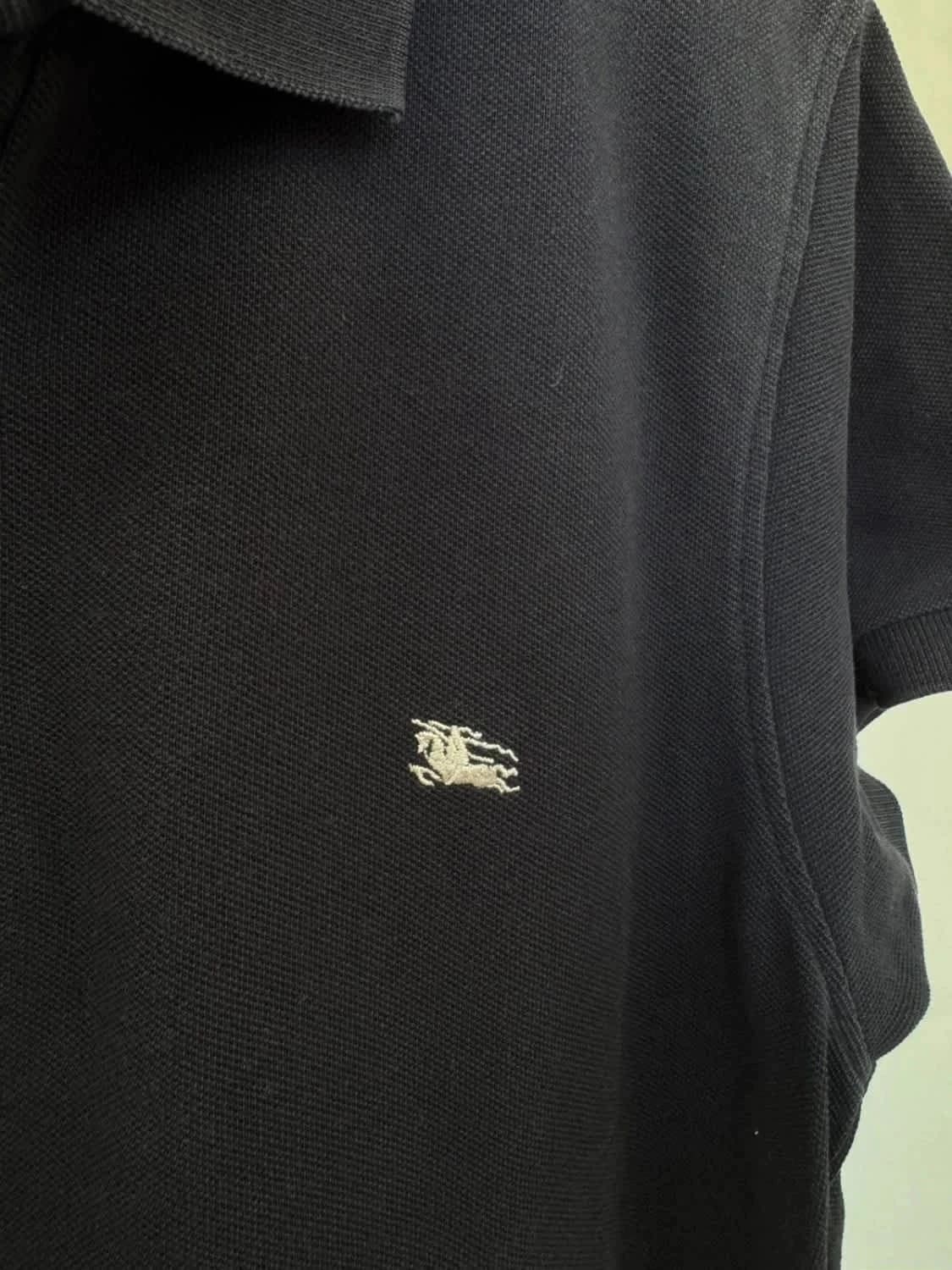Polo Burberry London slim fit noir motif nova Check logo brodé taille L - Photo 3/9