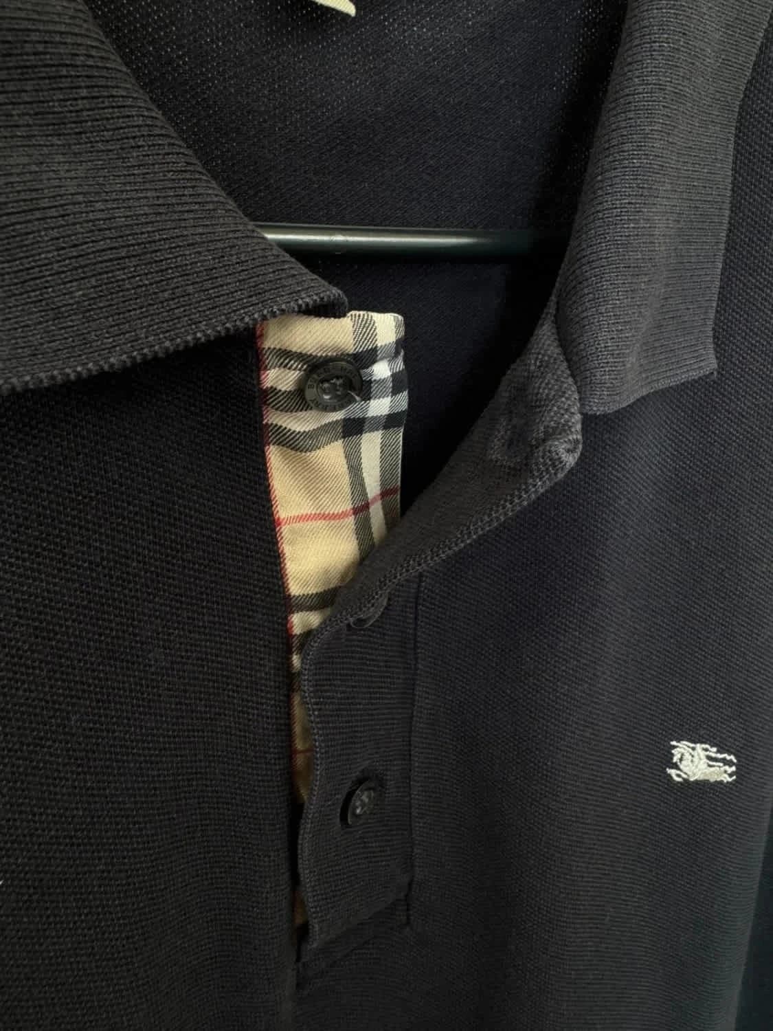 Polo Burberry London slim fit noir motif nova Check logo brodé taille L - Photo 2/9