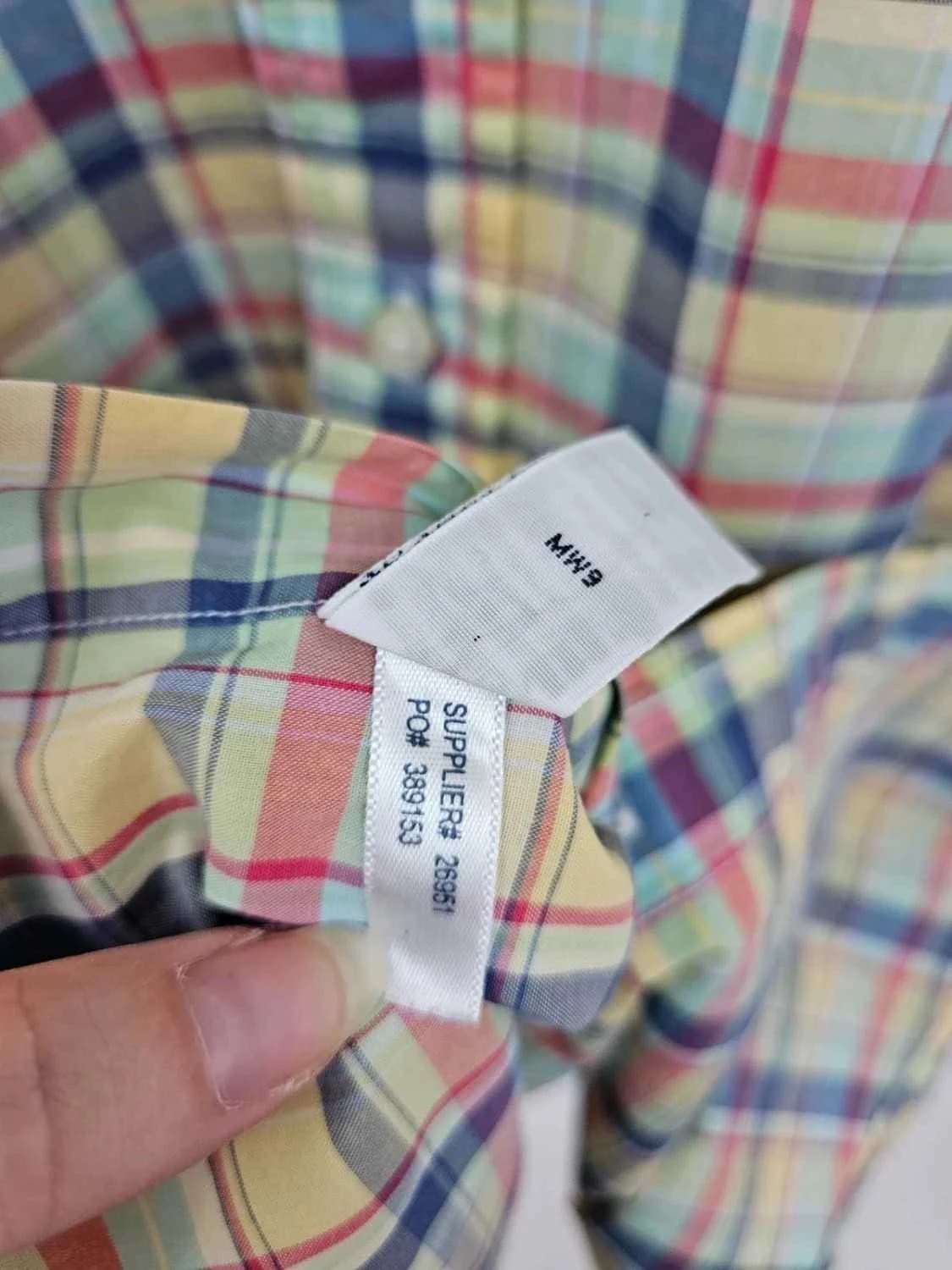Chemise Ralph Lauren manches courtes à carreaux multicolores Custom Fit logo brodé bleu taille L - Photo 5/6