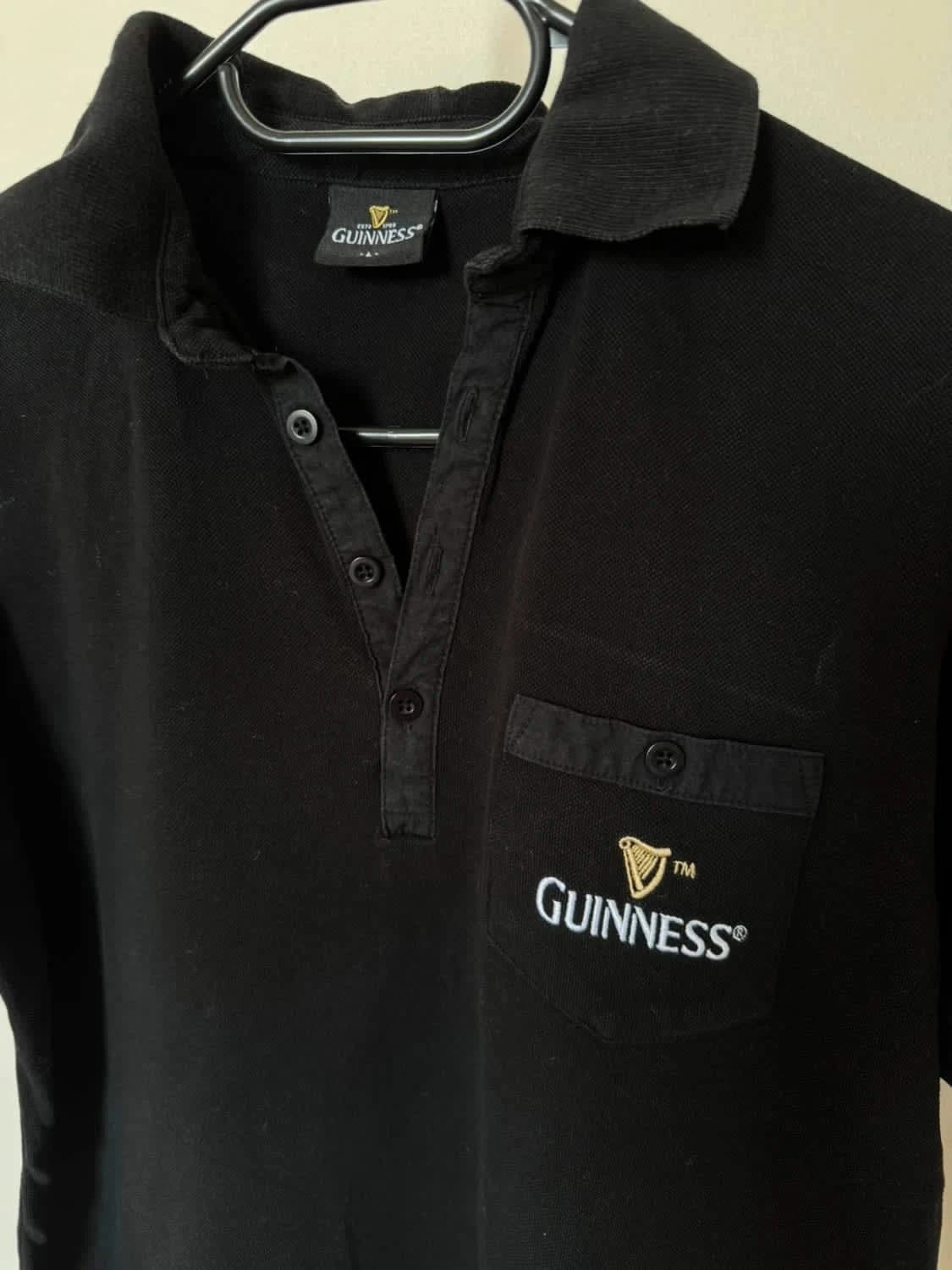 Polo noir Guinness logo brodé taille L - Photo 3/6