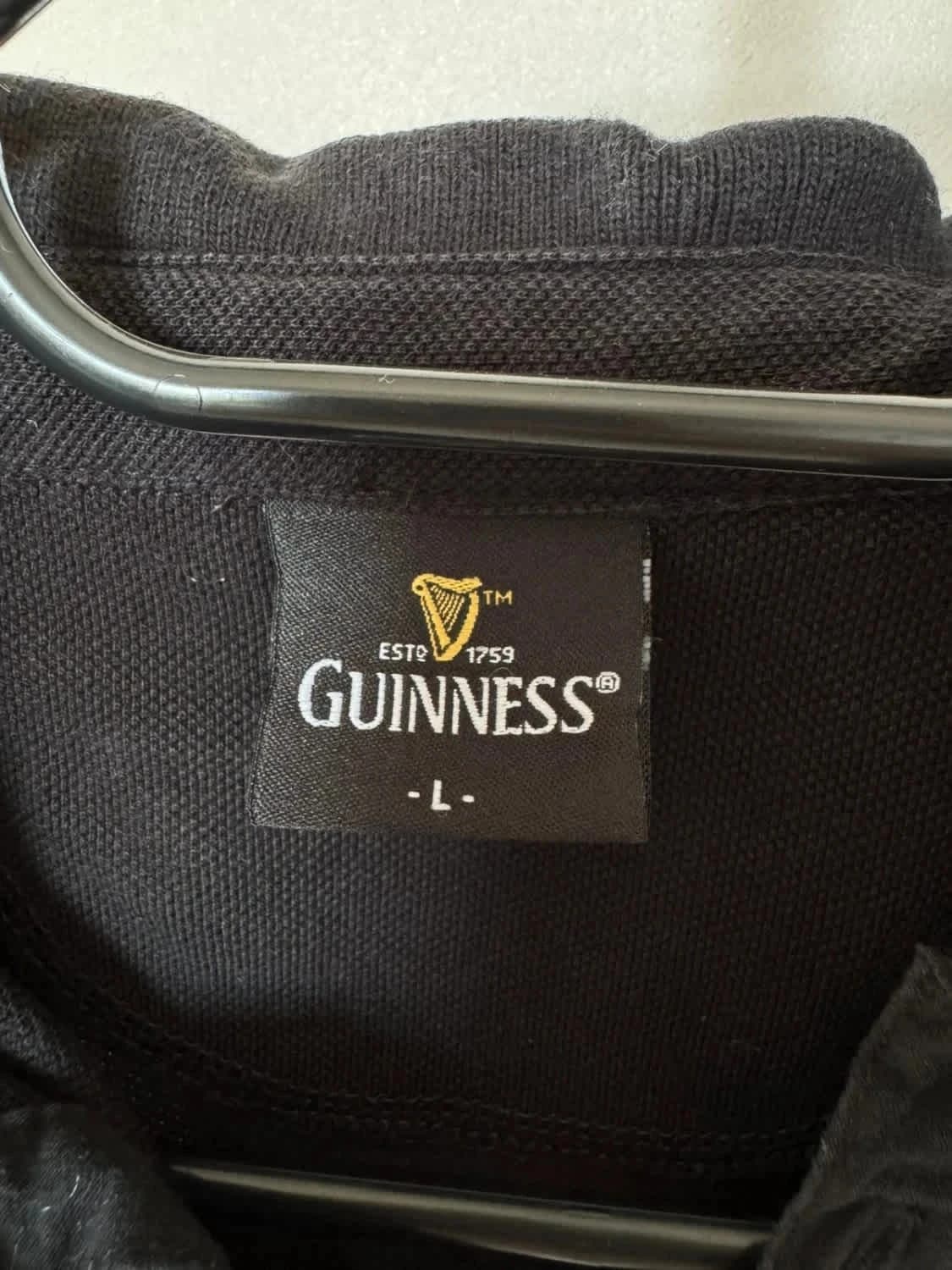 Polo noir Guinness logo brodé taille L - Photo 6/6