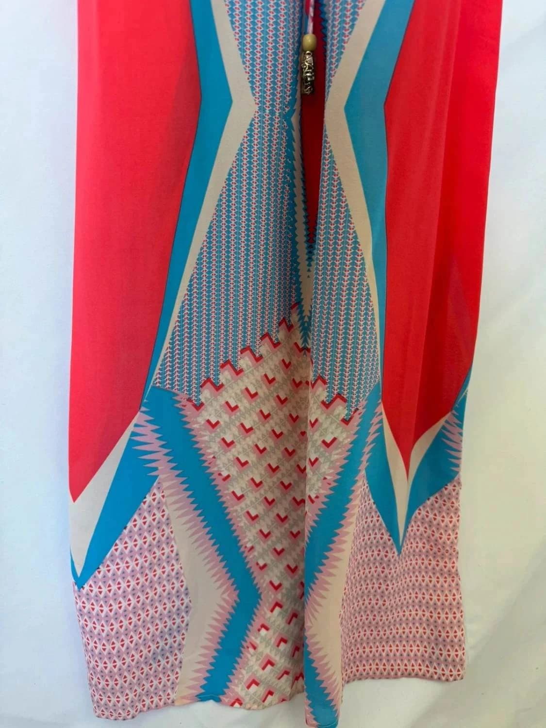 Robe longue fluide ethnique corail bleu élégante City Studio taille S - Photo 6/7