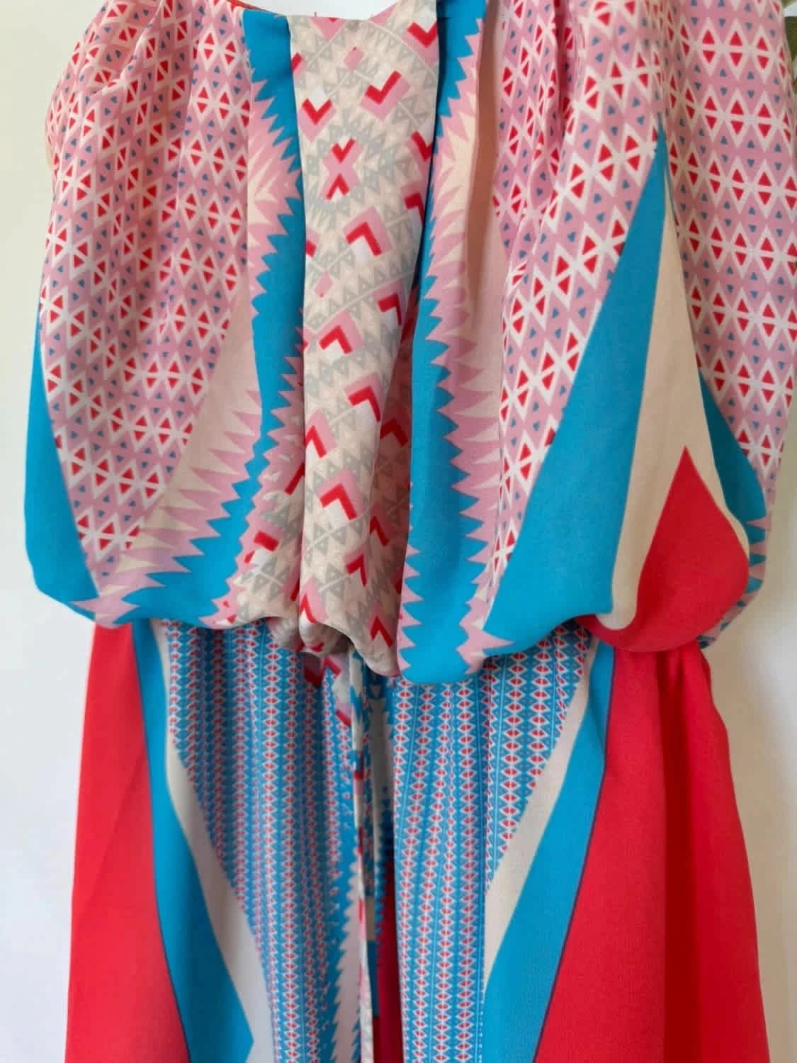 Robe longue fluide ethnique corail bleu élégante City Studio taille S - Photo 4/7