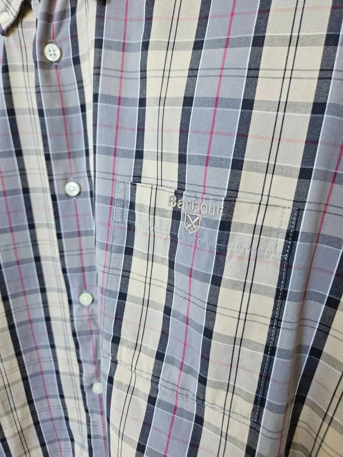 Chemise Barbour tartan beige Regular fit logo brodé taille XL - Photo 4/8