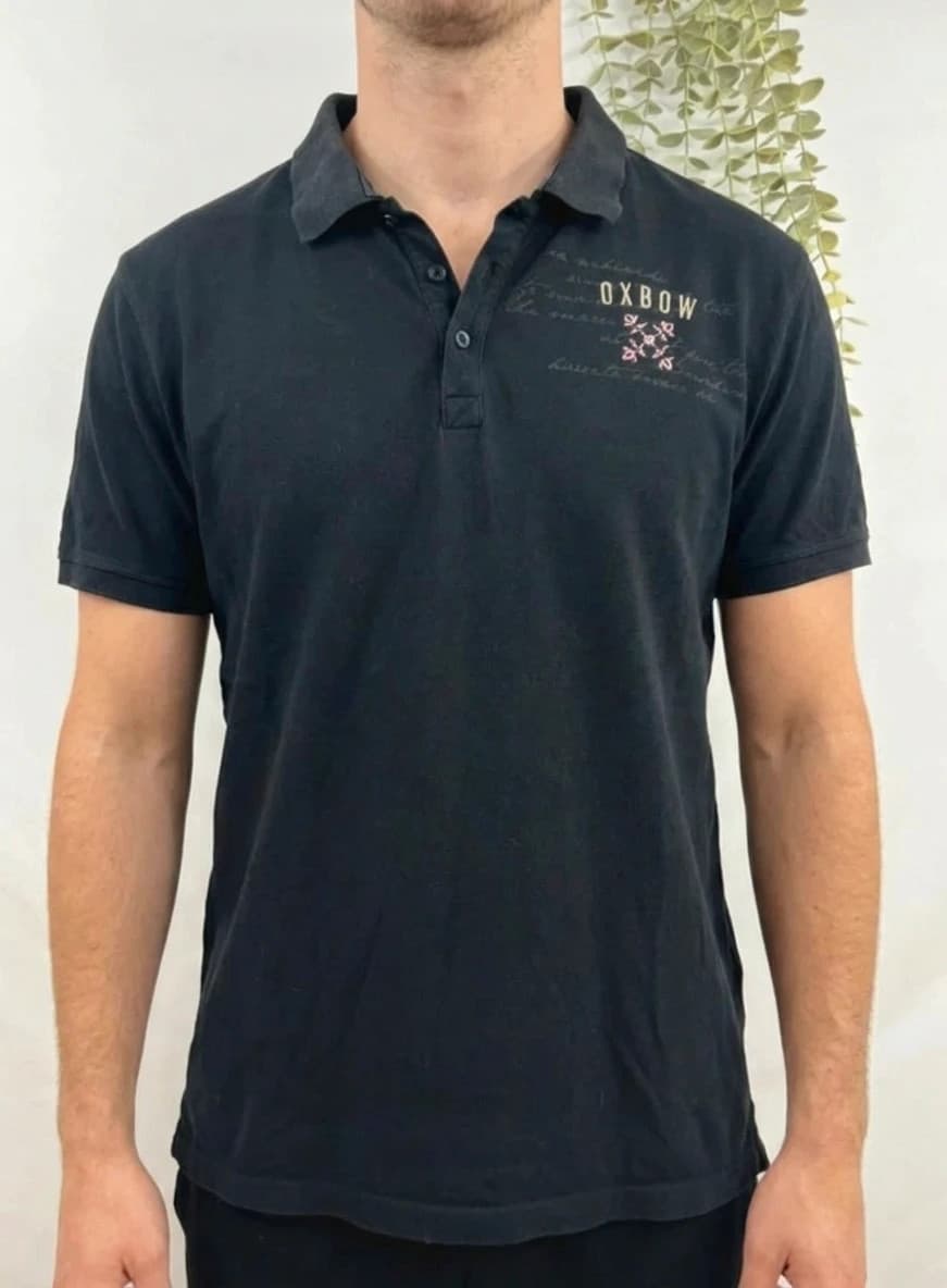 Polo noir Oxbow motif rose taille XXL - Photo 1/9