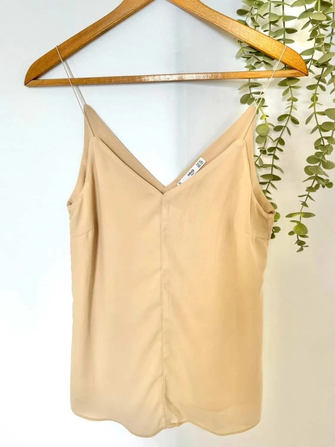 Top beige à fines bretelles Mango taille XS - Photo 2/5