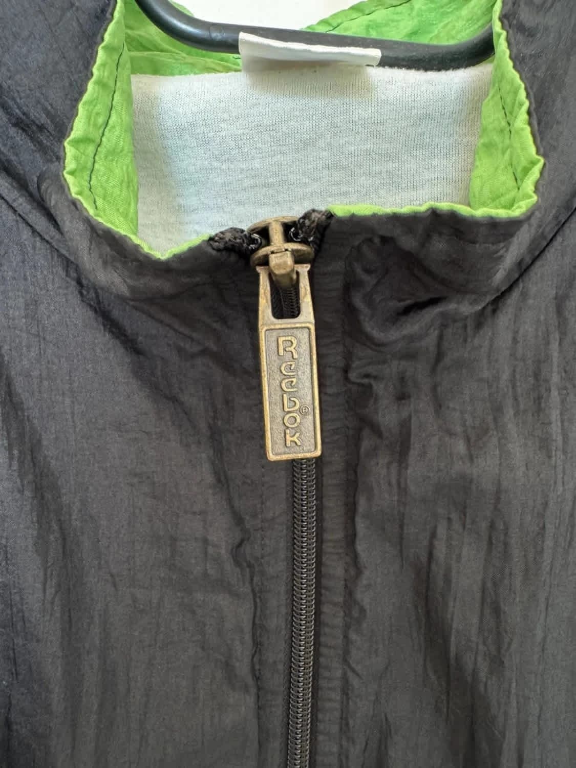 Veste coupe vent Track Jacket Reebok vintage noir vert violet années 90 unisexe Made in Malaysia - Photo 6/8