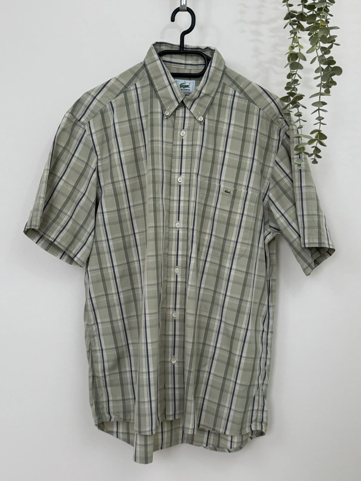 Chemise manches courtes Lacoste coton carreaux vert sauge taille 41/L - FP260195 - Photo 2/9