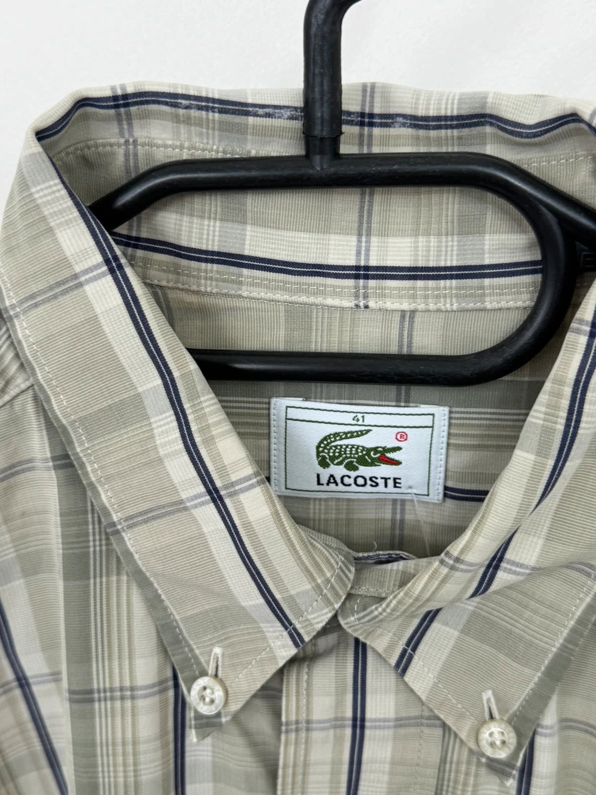Chemise manches courtes Lacoste coton carreaux vert sauge taille 41/L - FP260195 - Photo 4/9