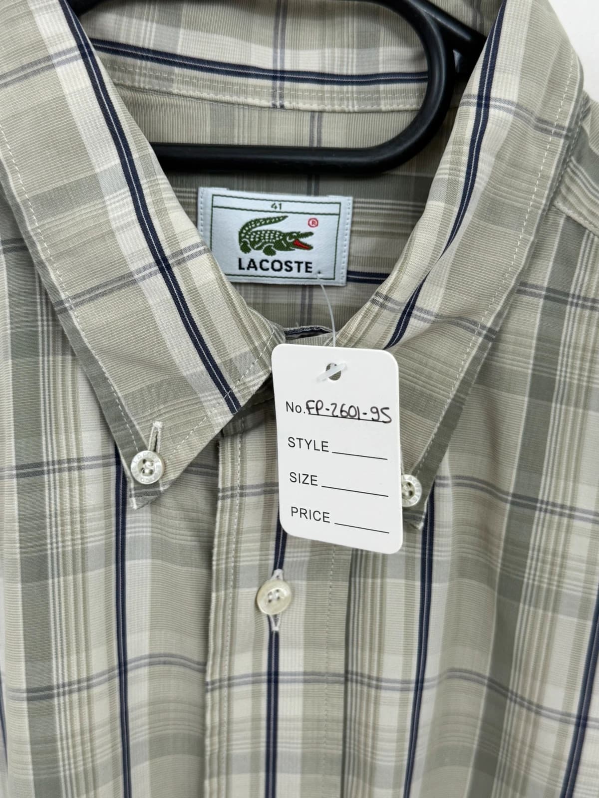 Chemise manches courtes Lacoste coton carreaux vert sauge taille 41/L - FP260195 - Photo 5/9