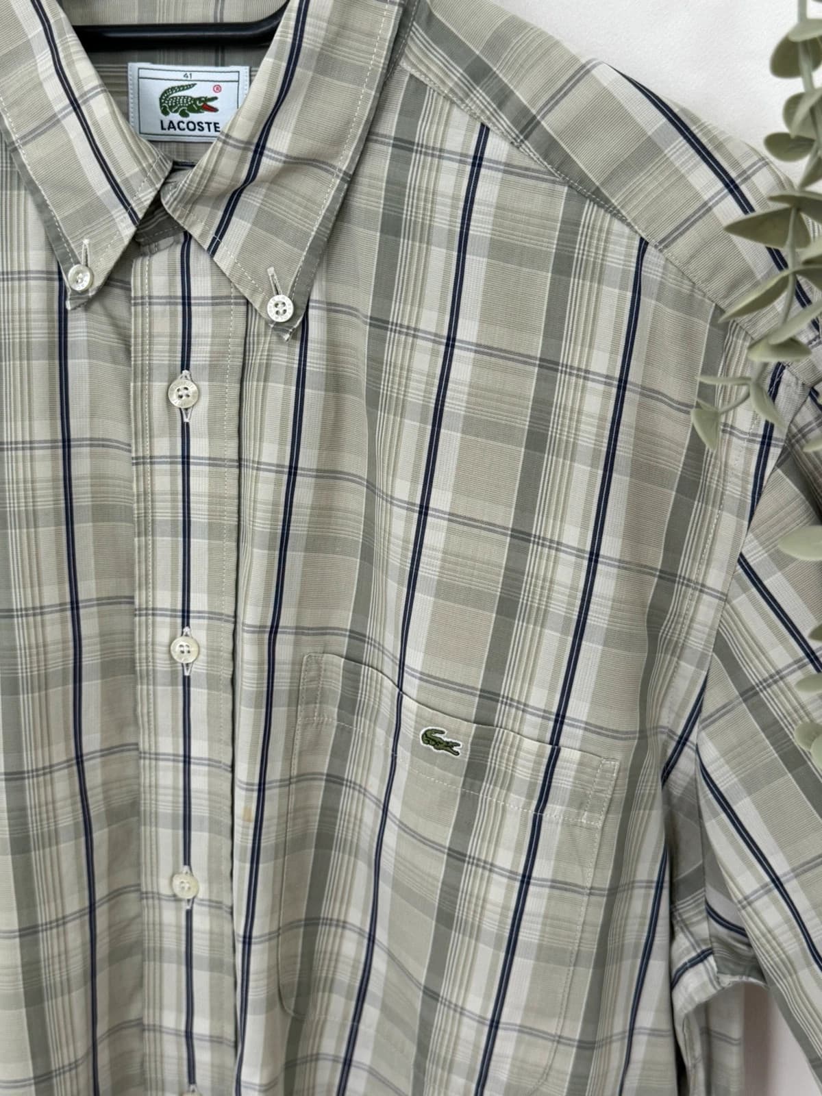 Chemise manches courtes Lacoste coton carreaux vert sauge taille 41/L - FP260195 - Photo 3/9