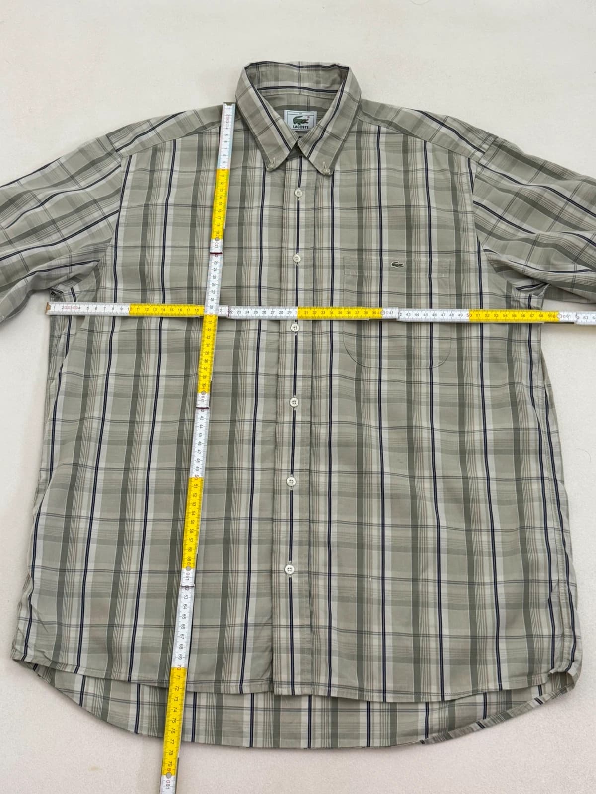 Chemise manches courtes Lacoste coton carreaux vert sauge taille 41/L - FP260195 - Photo 9/9