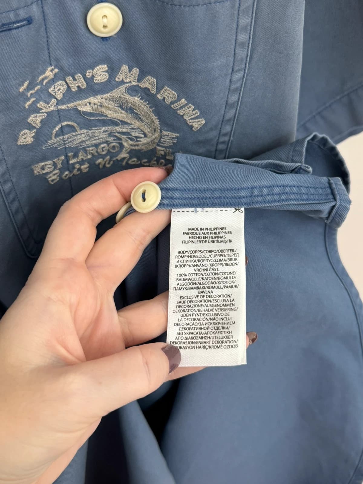 Chemise manches courtes workwear Ralph’s Marina Polo Ralph Lauren bleu taille XL - FP260175 - Photo 7/10