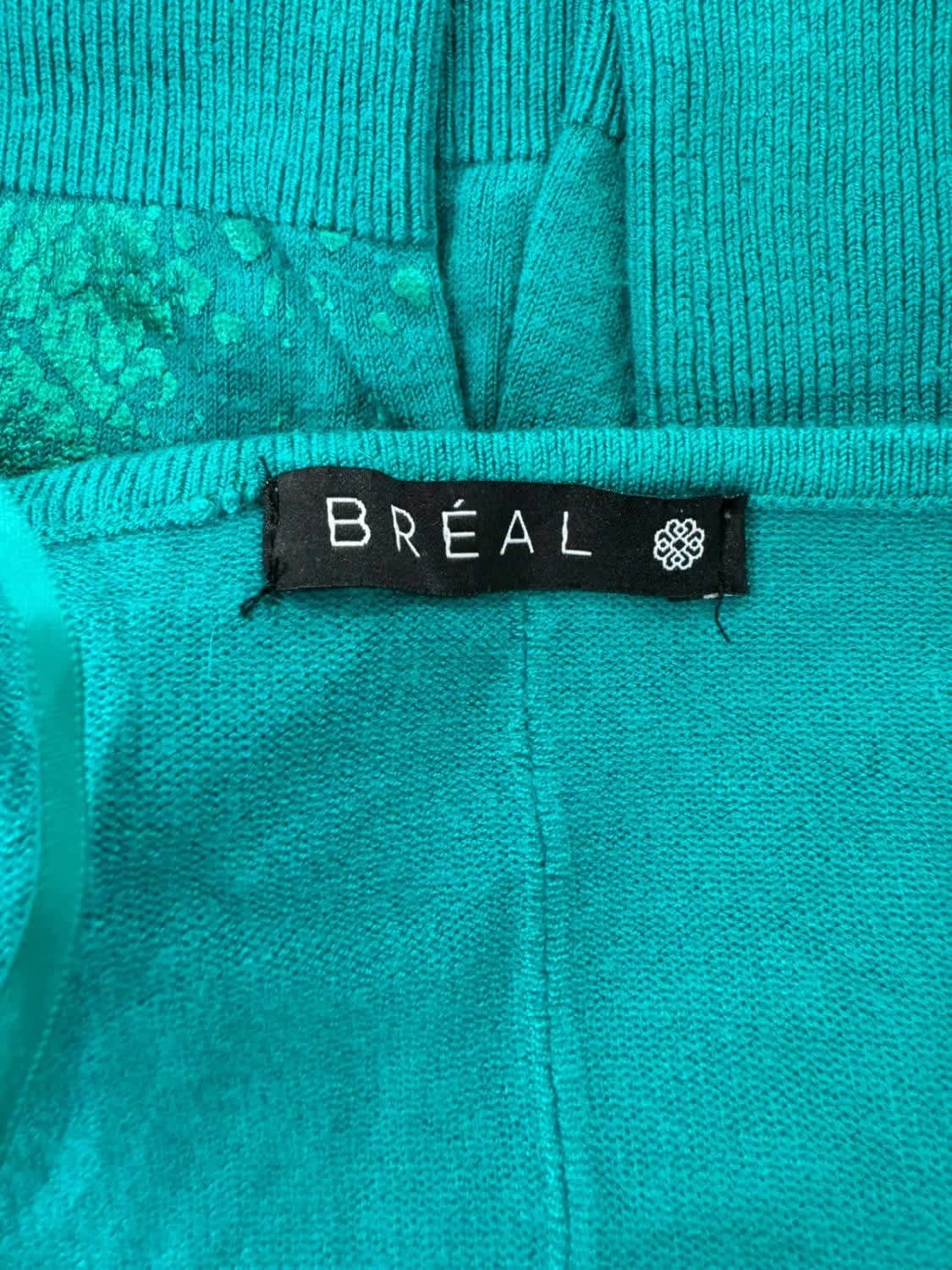 Pull col V vert émeraude avec motifs brillants Breal taille S - Photo 5/6