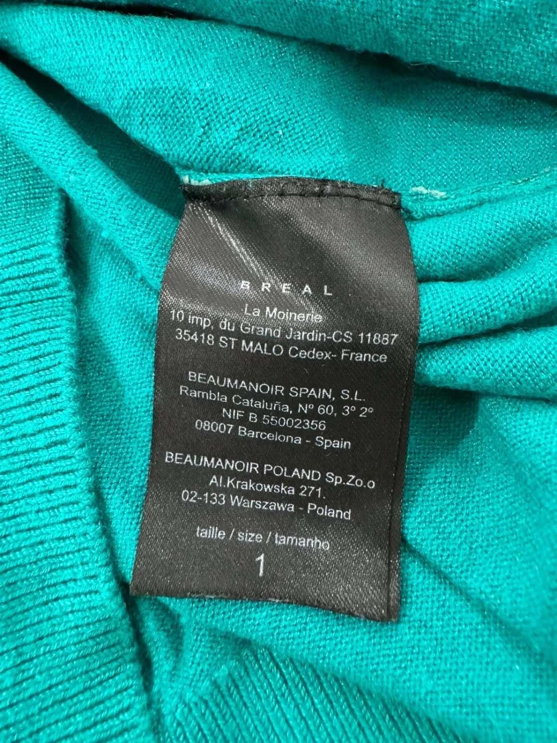 Pull col V vert émeraude avec motifs brillants Breal taille S - Photo 6/6