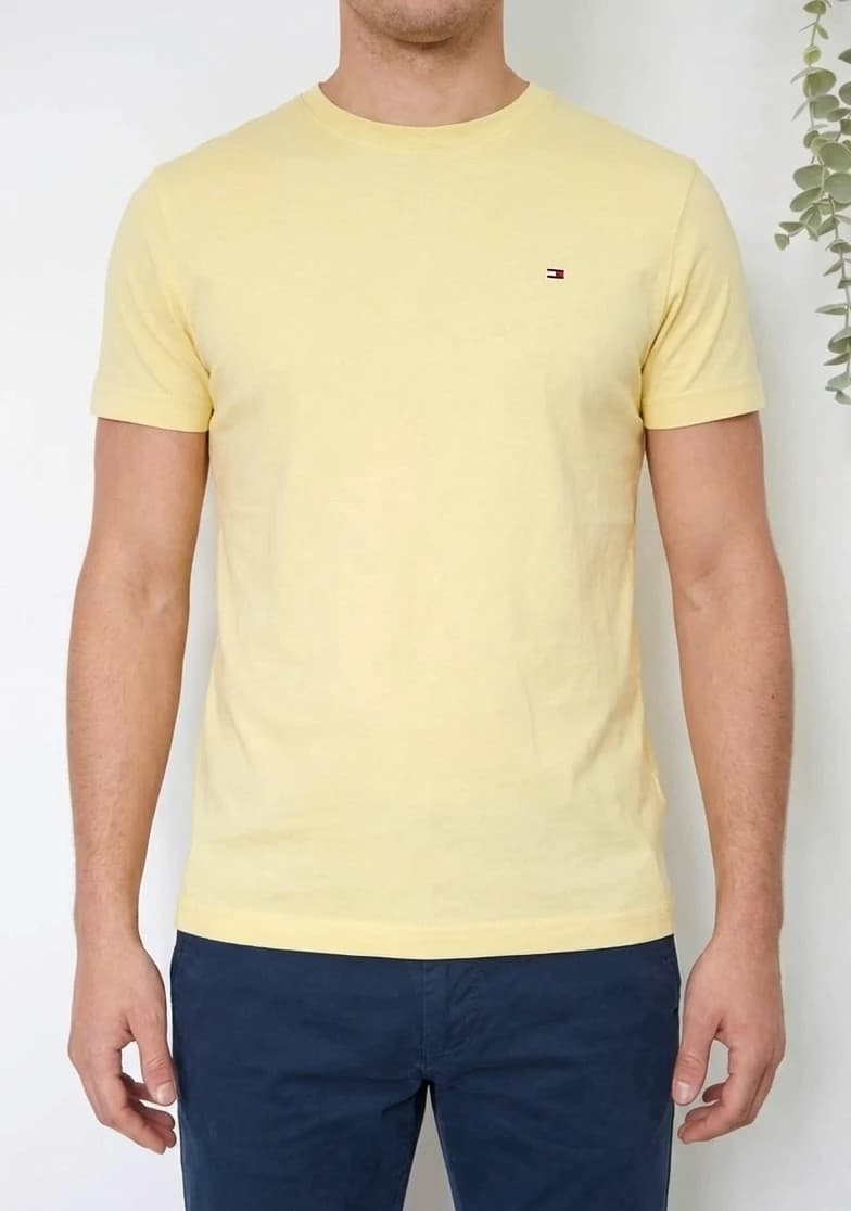 T-shirt jaune pastel Tommy Hilfiger logo brodé coton taille M - Photo 1/7