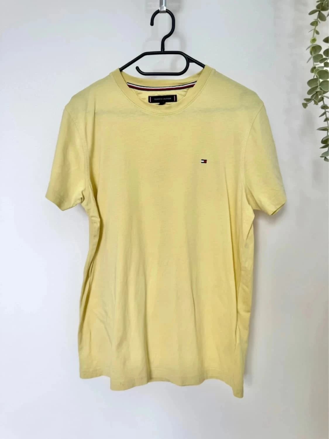 T-shirt jaune pastel Tommy Hilfiger logo brodé coton taille M - Photo 2/7