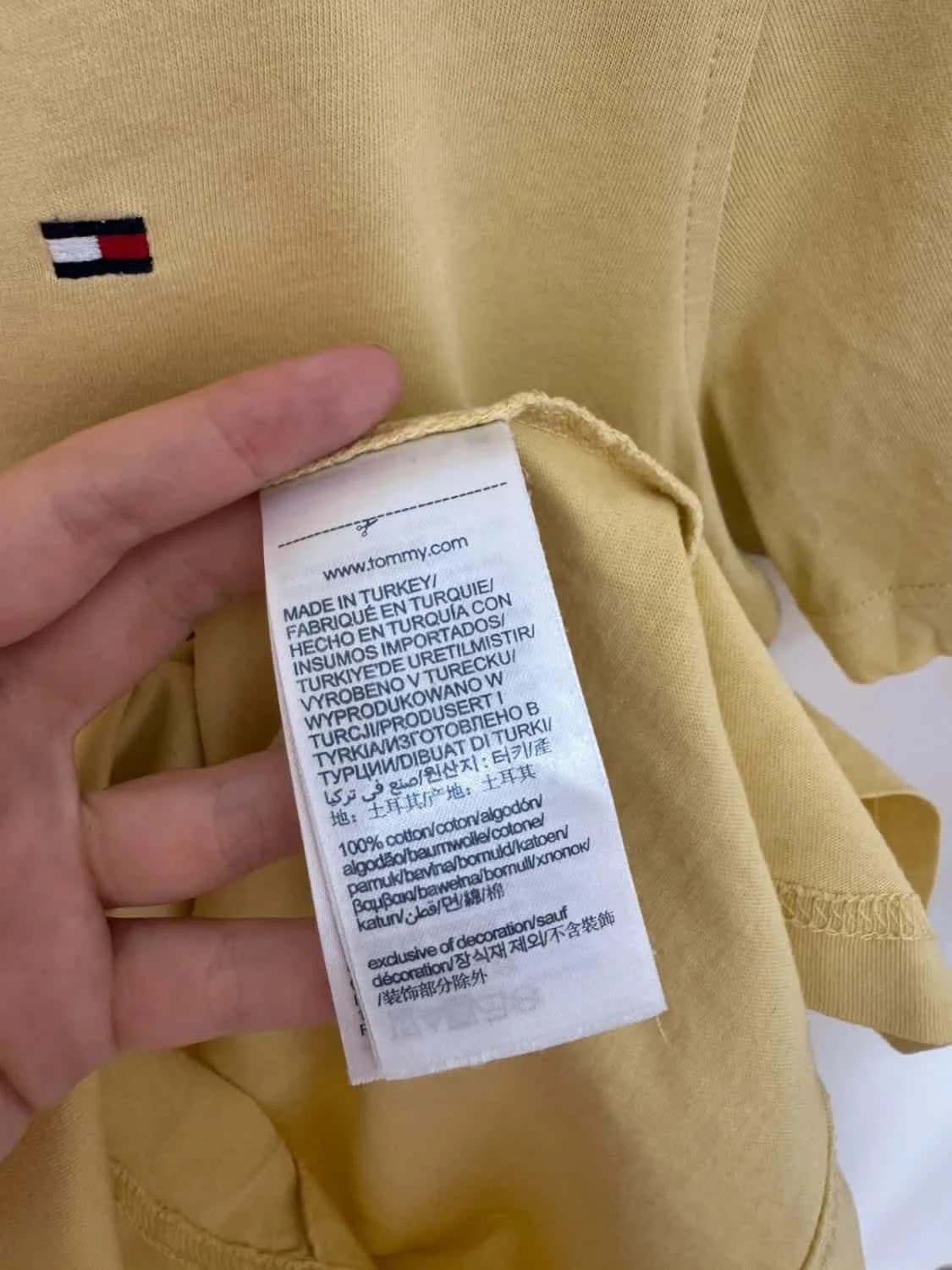T-shirt jaune pastel Tommy Hilfiger logo brodé coton taille M - Photo 5/7