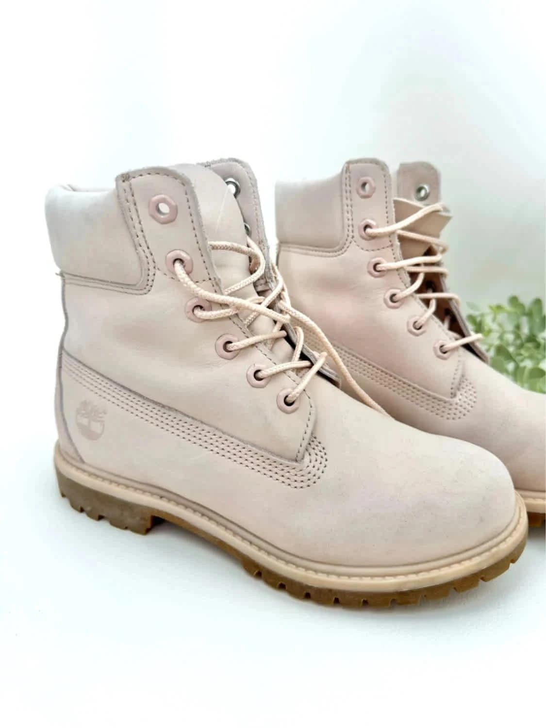 Boots en cuir Timberland rose pâle taille 37.5 - Photo 2/11