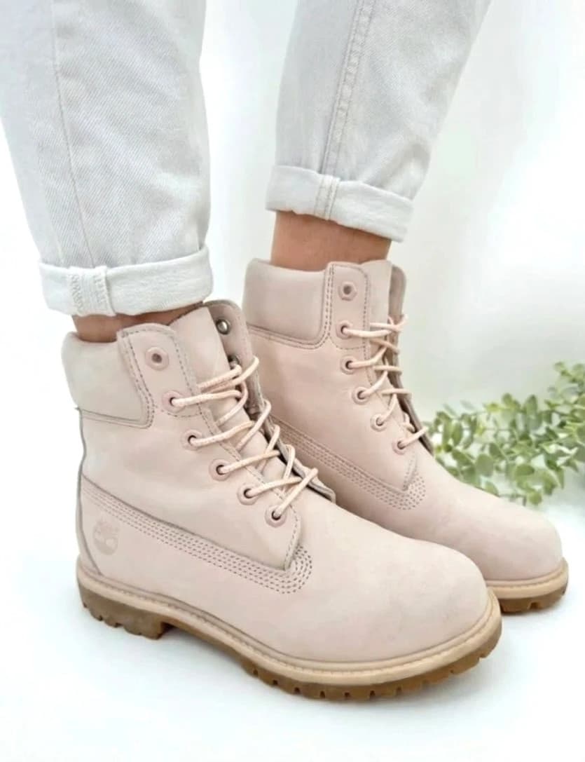 Boots en cuir Timberland rose pâle taille 37.5 - Photo 1/11