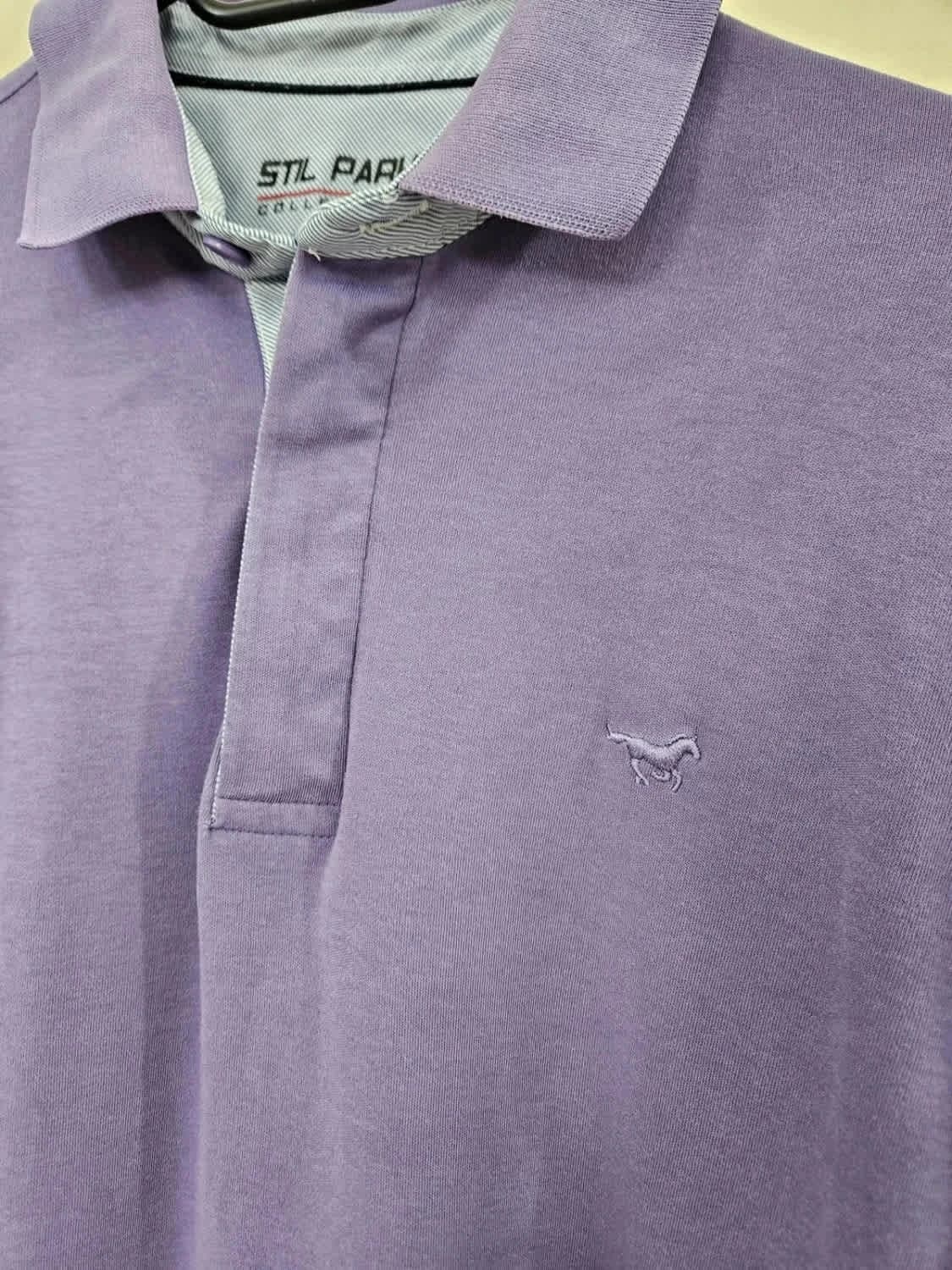 Polo violet Stil Park cheval logo brodé taille M - Photo 3/6