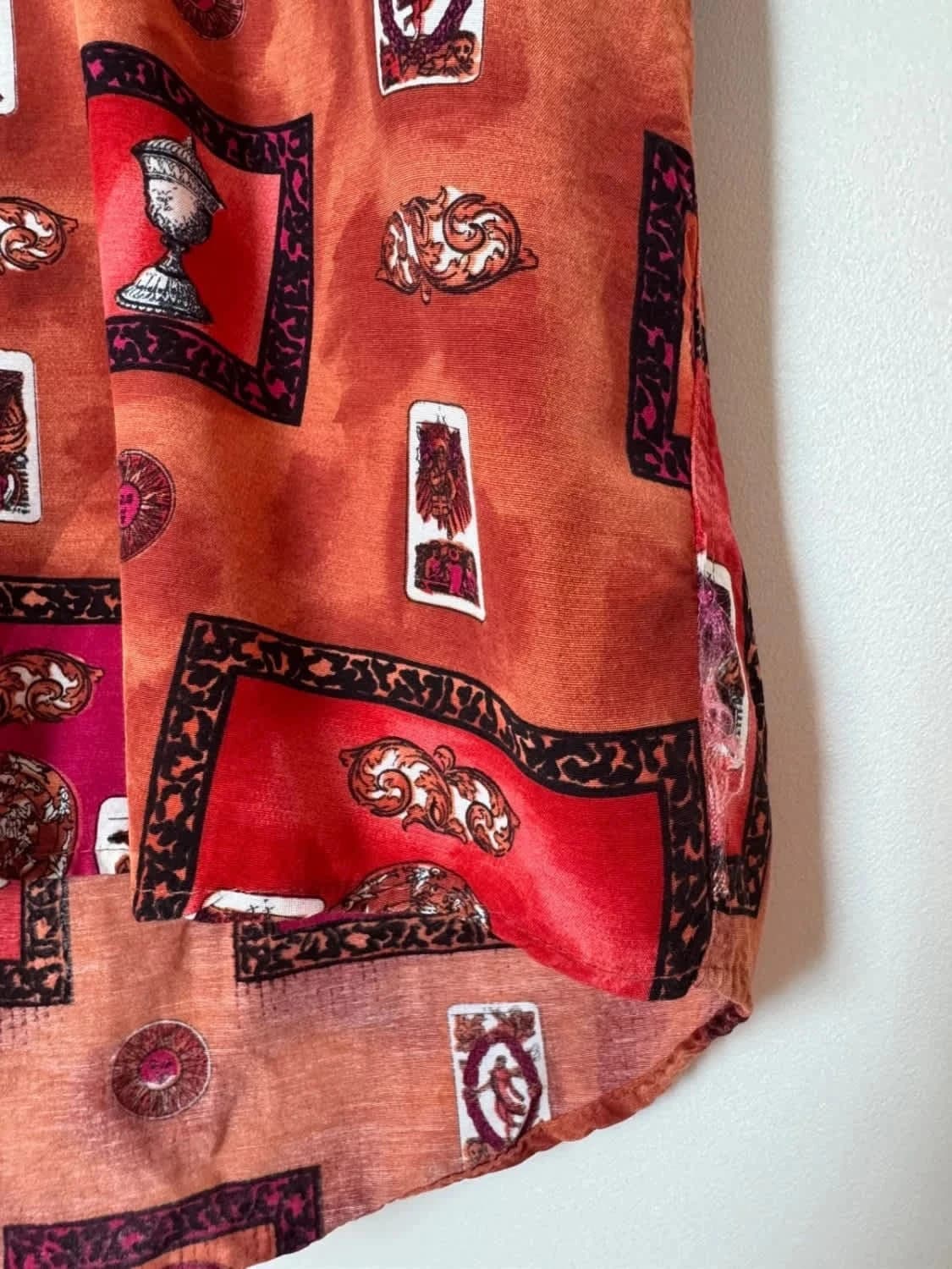 Chemise fluide manches courtes Armand Thiery Per L’Uomo vintage orange motifs baroques taille S - Photo 5/5