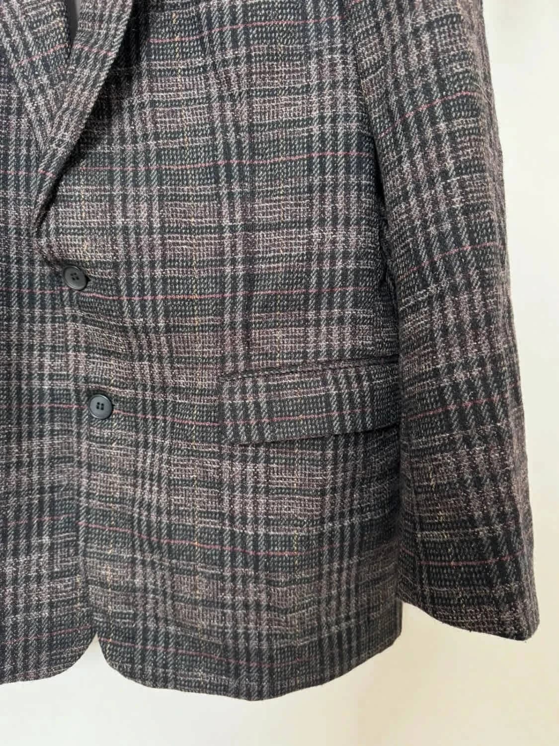 Blazer vintage Yves Saint Laurent en laine motif tartan Fabriqué en France taille L - Photo 5/12