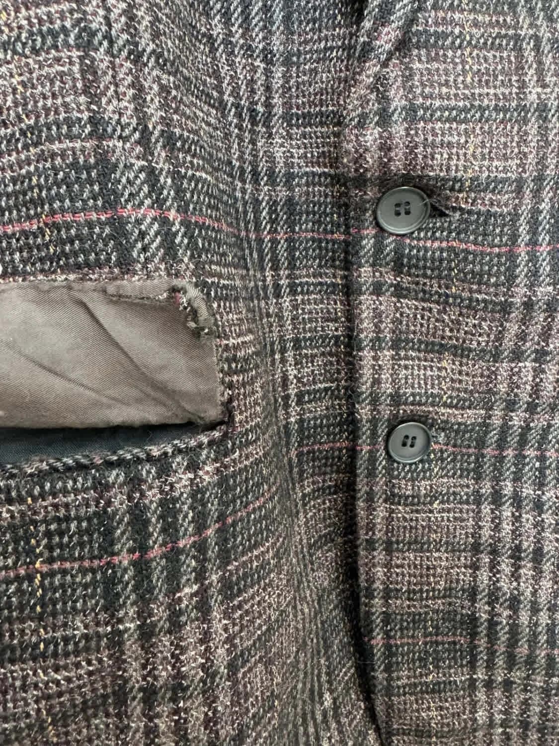 Blazer vintage Yves Saint Laurent en laine motif tartan Fabriqué en France taille L - Photo 6/12