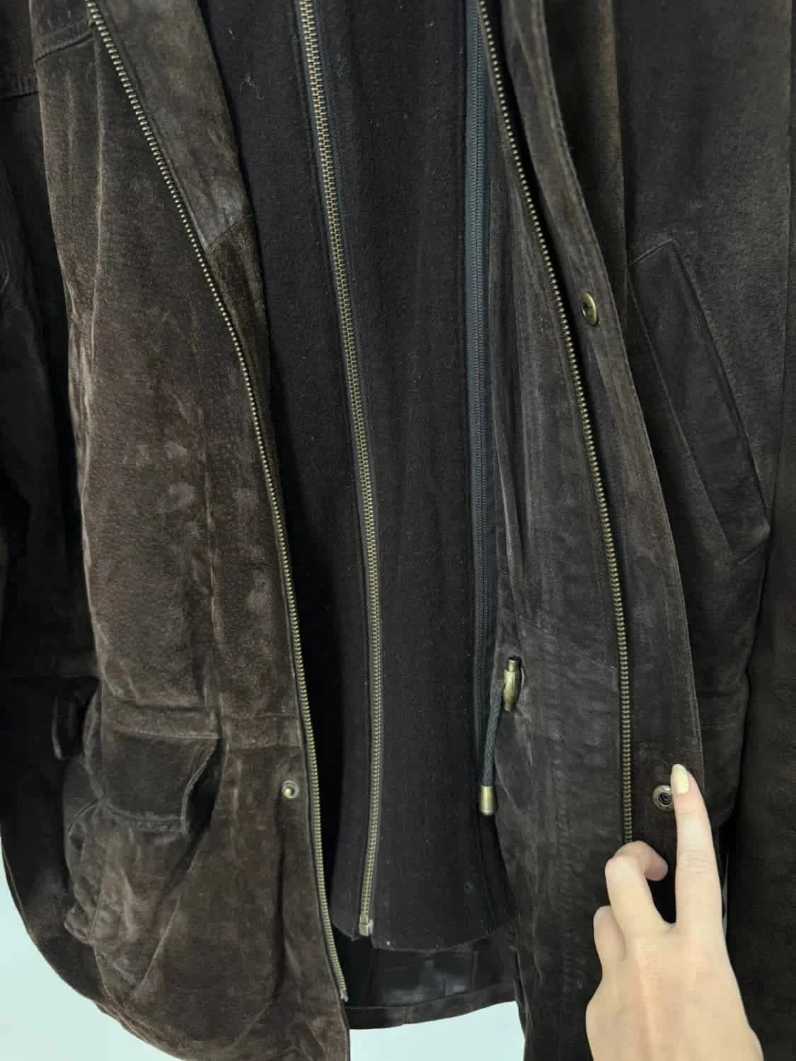 Manteau en cuir marron et laine Sergio Vitti taille XL - Photo 8/11