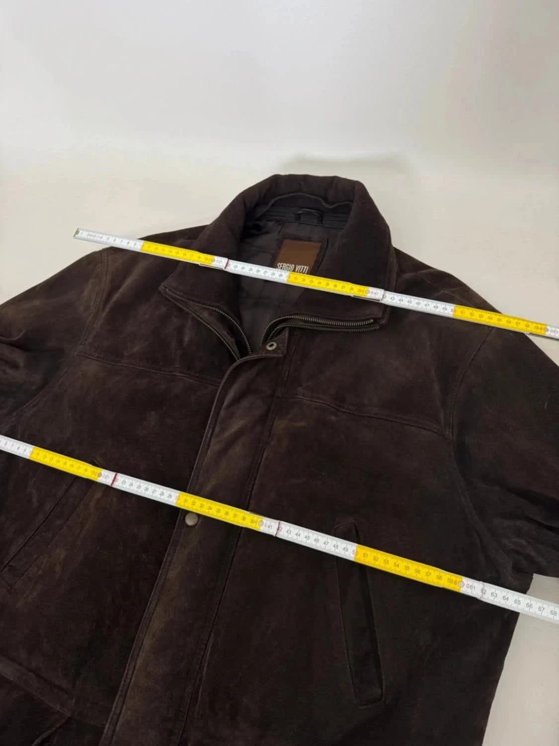 Manteau en cuir marron et laine Sergio Vitti taille XL - Photo 10/11