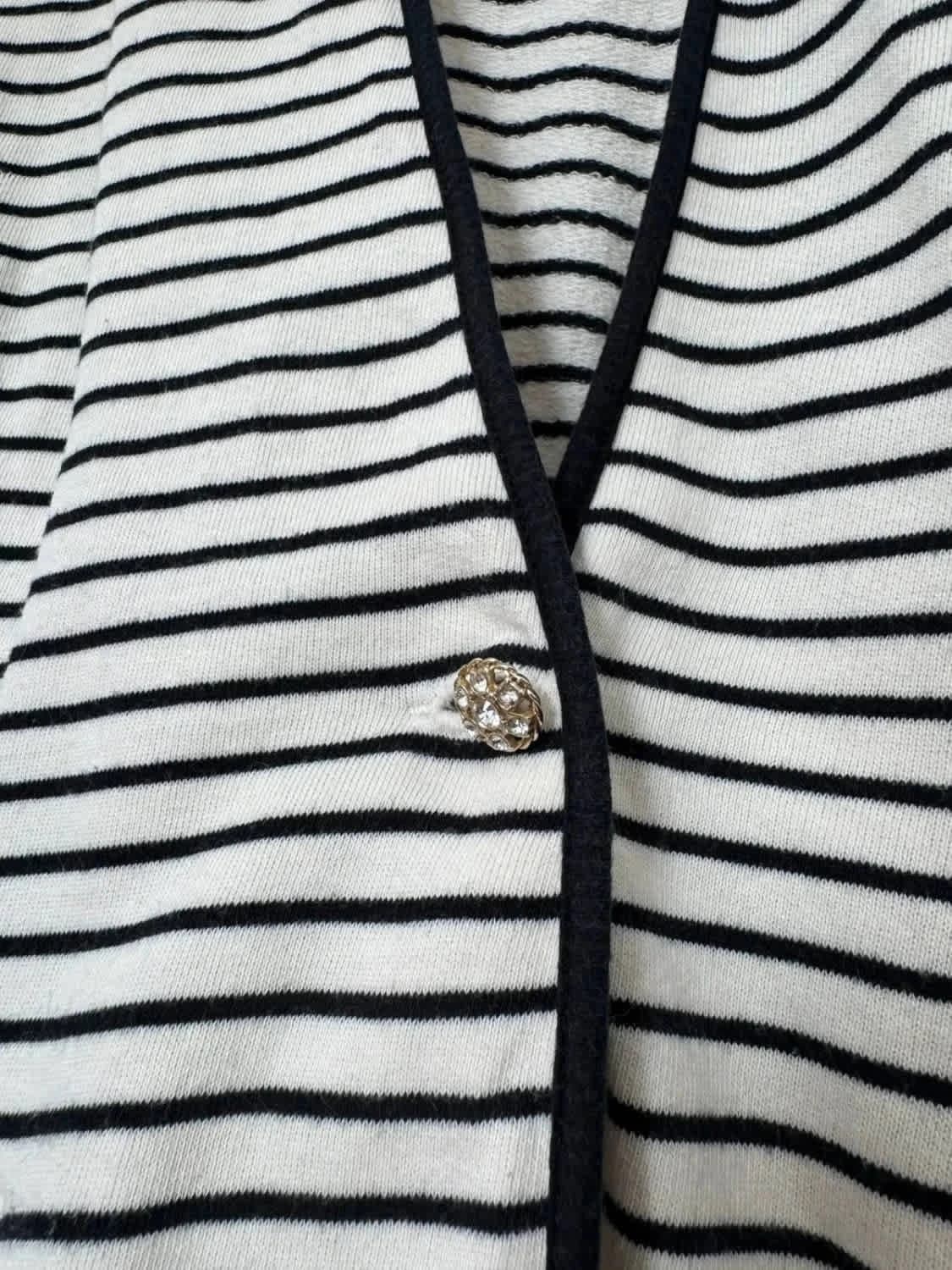 Veste blazer coton Liu Jo rayée marinière intérieur éponge marine blanc taille IT 44 FR 40/M - Photo 3/9
