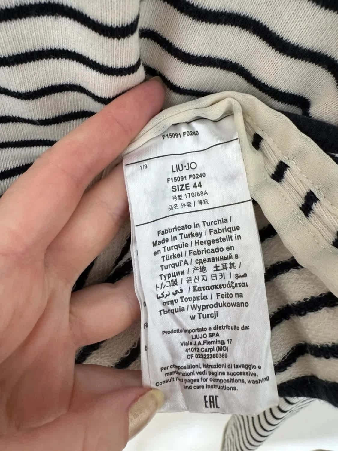 Veste blazer coton Liu Jo rayée marinière intérieur éponge marine blanc taille IT 44 FR 40/M - Photo 6/9