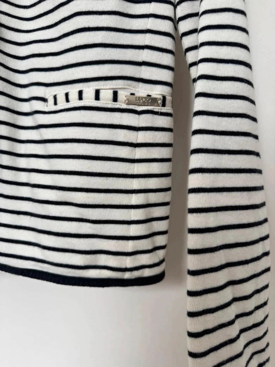 Veste blazer coton Liu Jo rayée marinière intérieur éponge marine blanc taille IT 44 FR 40/M - Photo 4/9